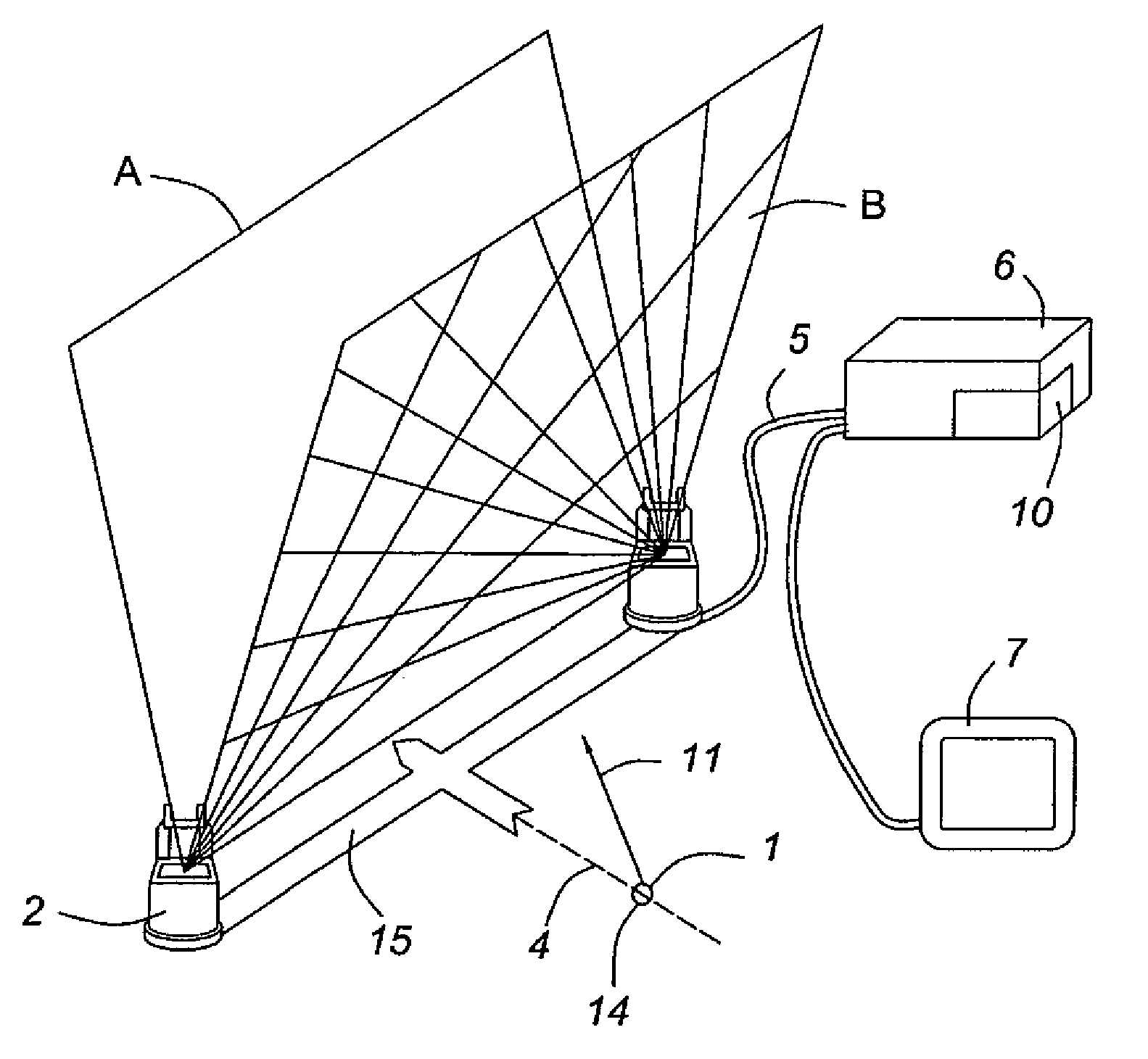 Method and apparatus for locating the trajectory of an object in motion