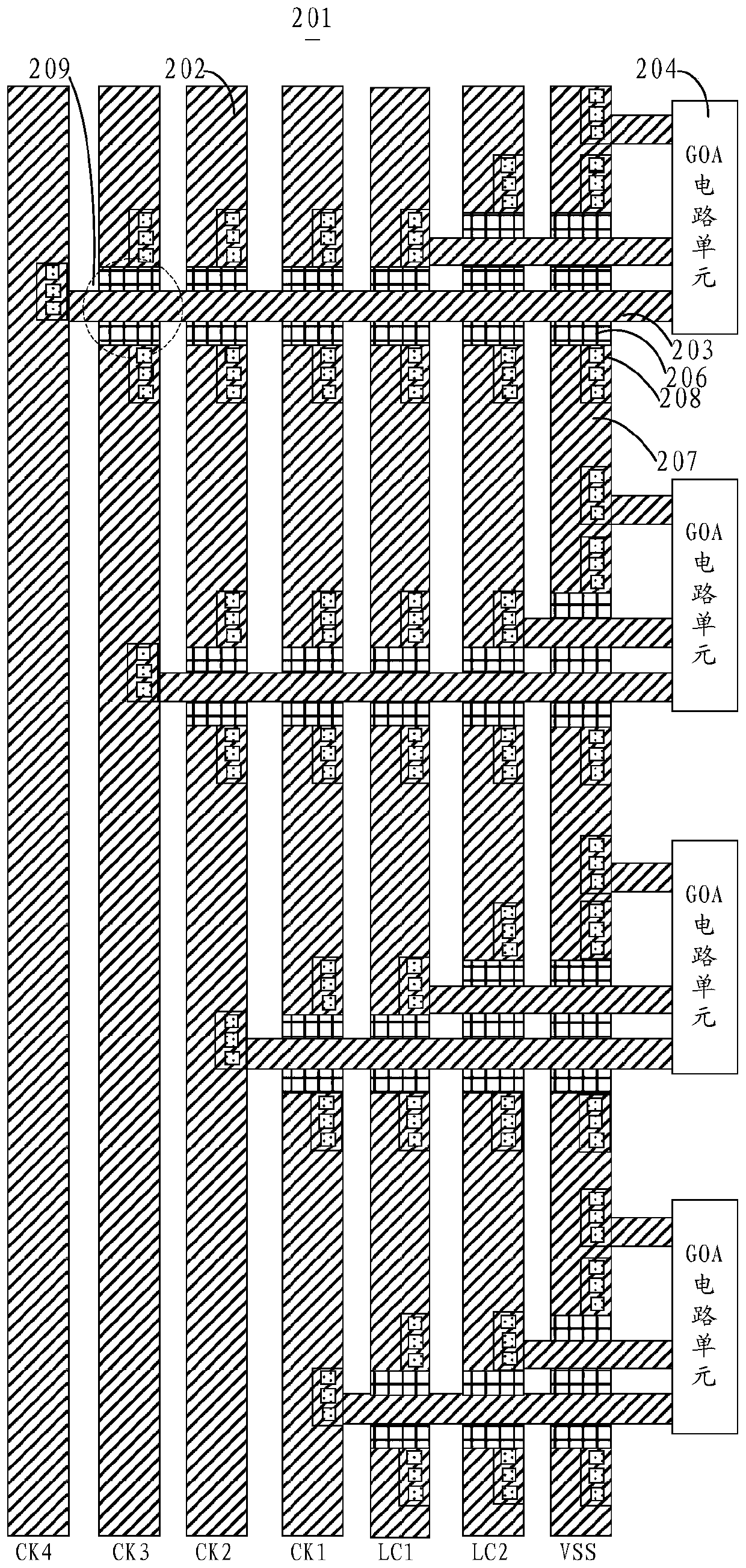 A goa circuit, display panel and display device