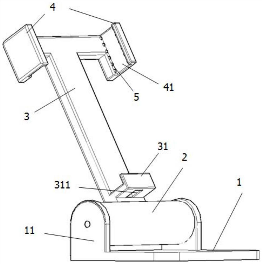 A flip-type pneumatic clamping mobile phone holder