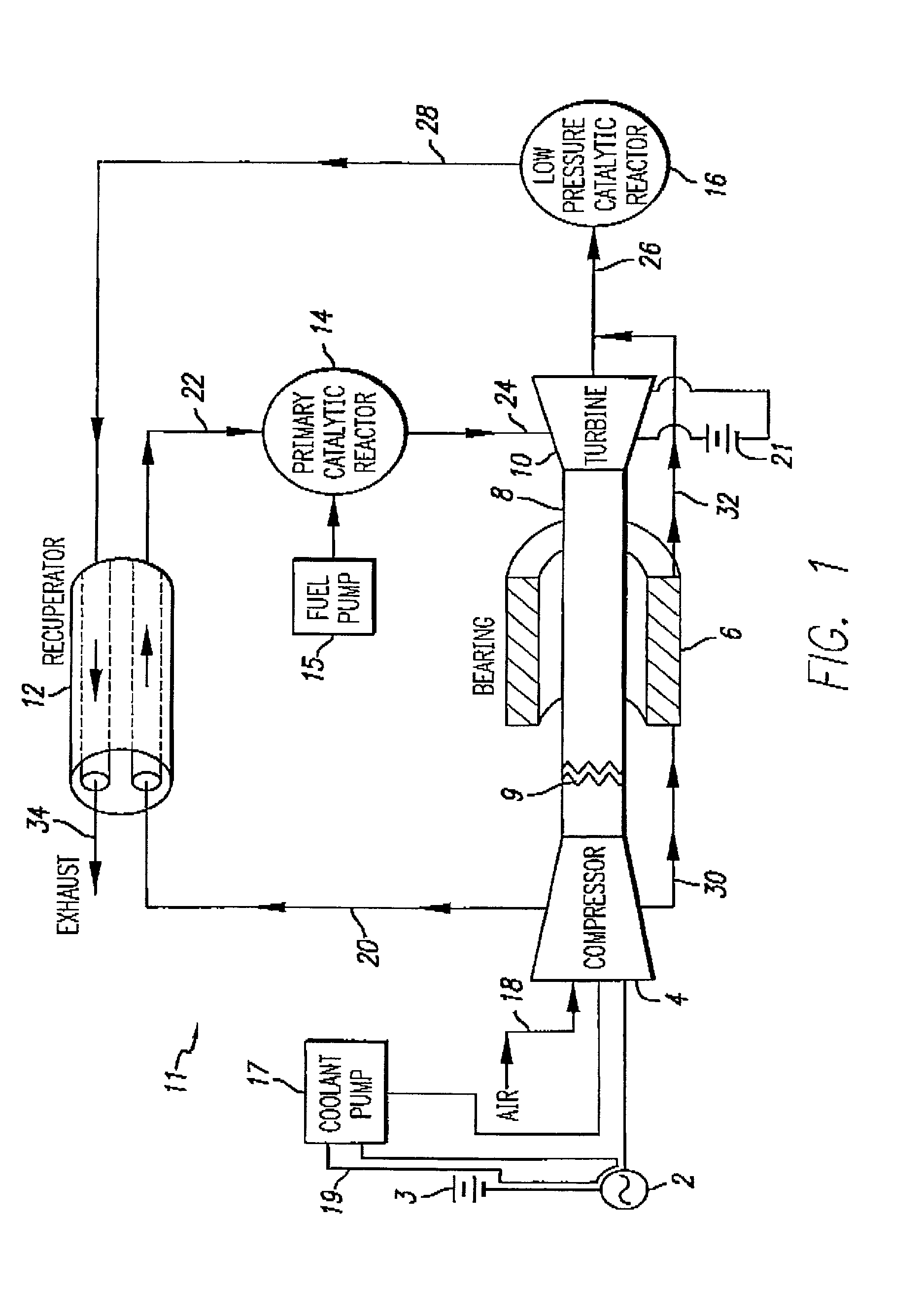 Integrated turbine power generation system having low pressure supplemental catalytic reactor