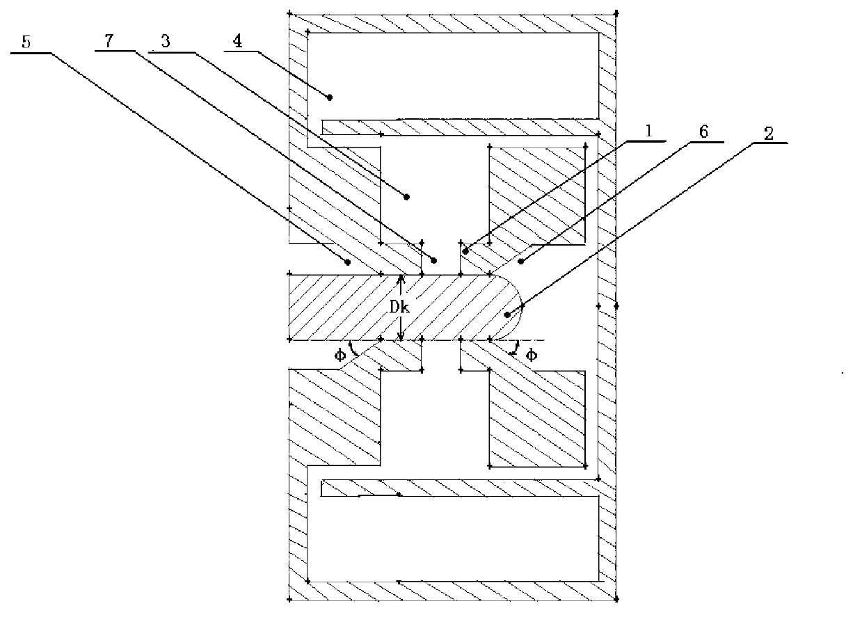 Self-energy sulfur hexafluoride (SF6) circuit breaker double nozzle type arc extinguishing chamber and arc extinguishing method thereof