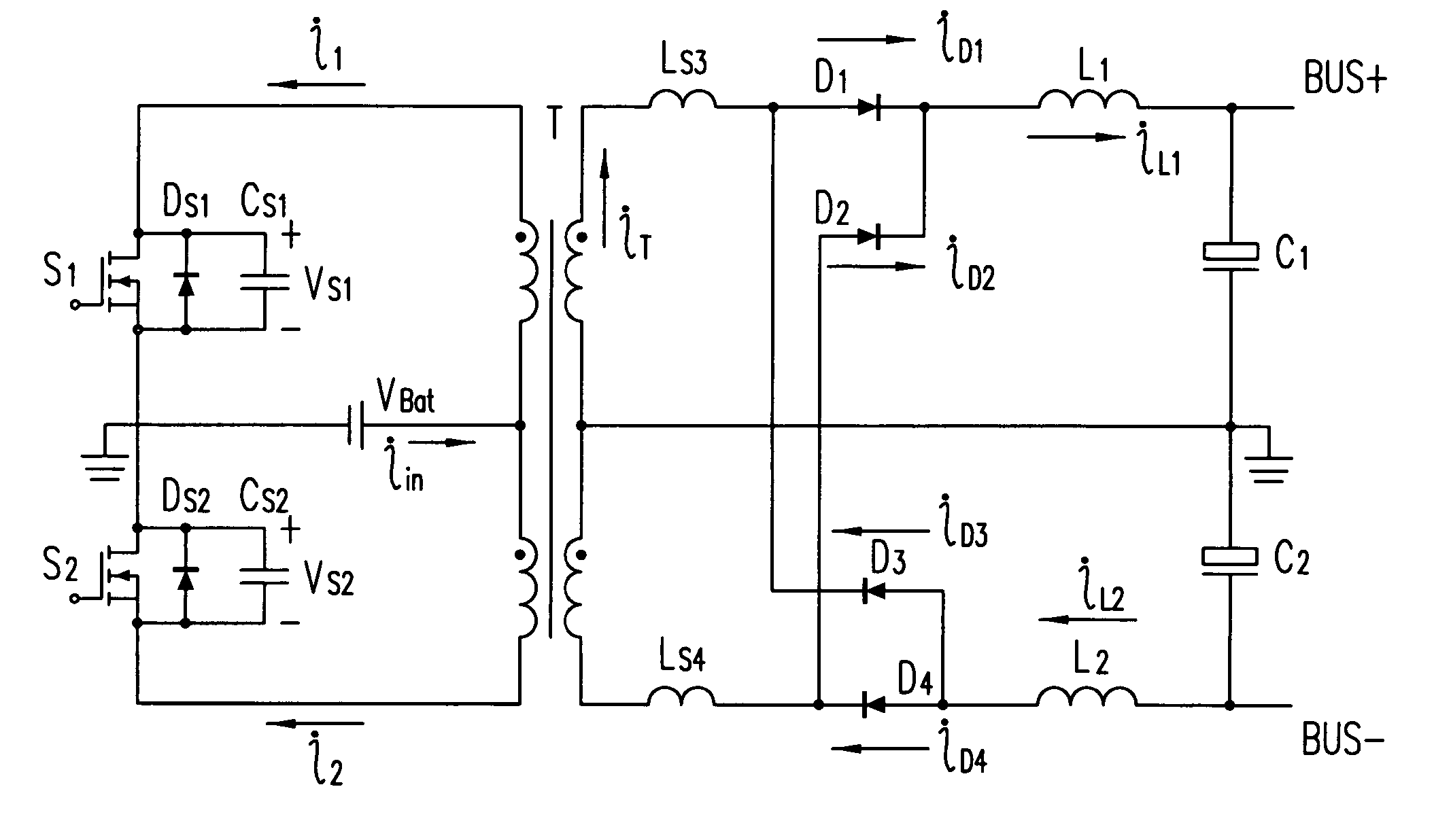 Primary side ZVS push-pull converter having relatively less losses