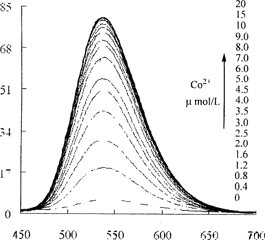 Fluorescent molecular probe and use for inspecting transient metal and heavy metal ion