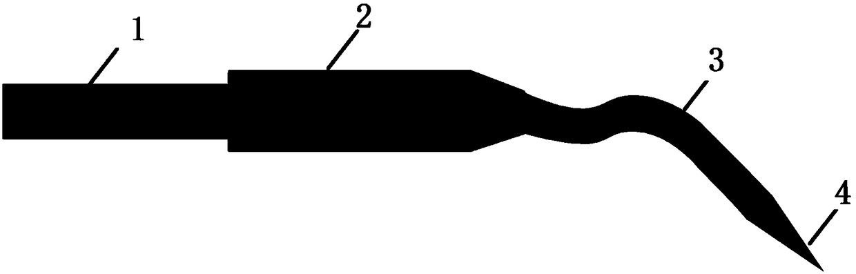 Flexible bendable minimally invasive tungsten needle electrode scalpel and production method thereof