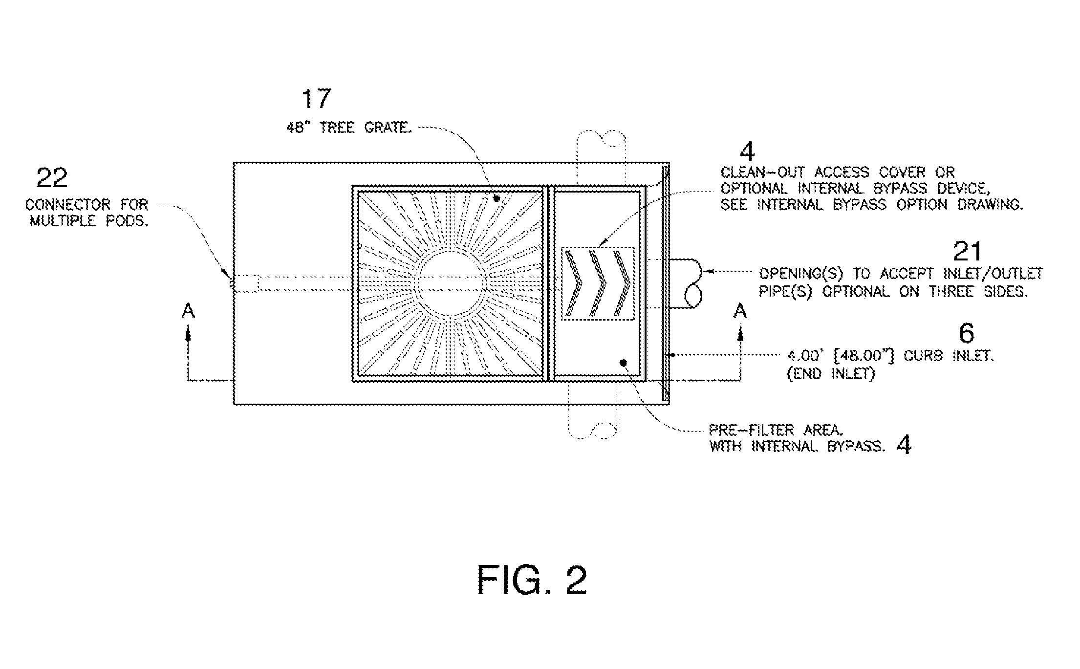 Bioretention System With High Internal High Flow Bypass