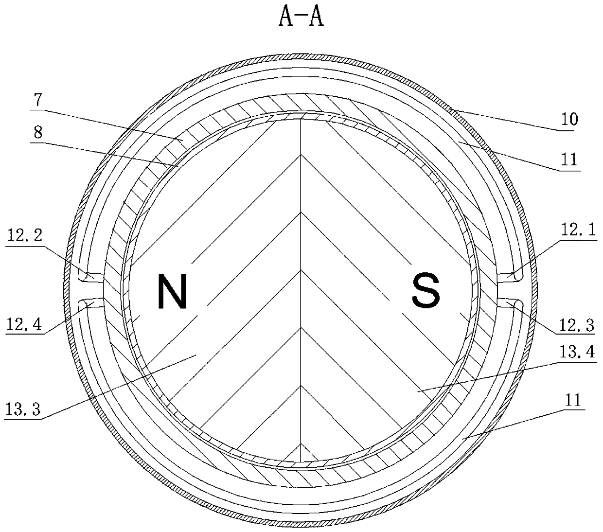 Electromagnetic auxiliary leather bag type constant-pressure energy accumulator