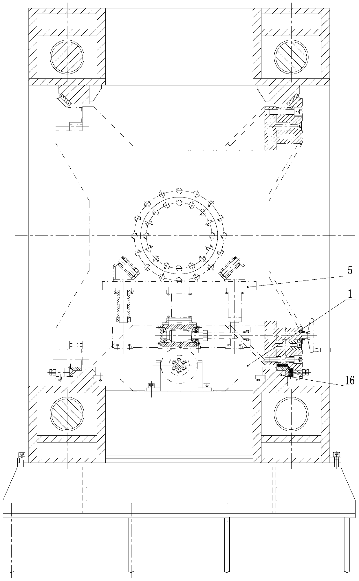 Horizontal extruder core rod supporting device