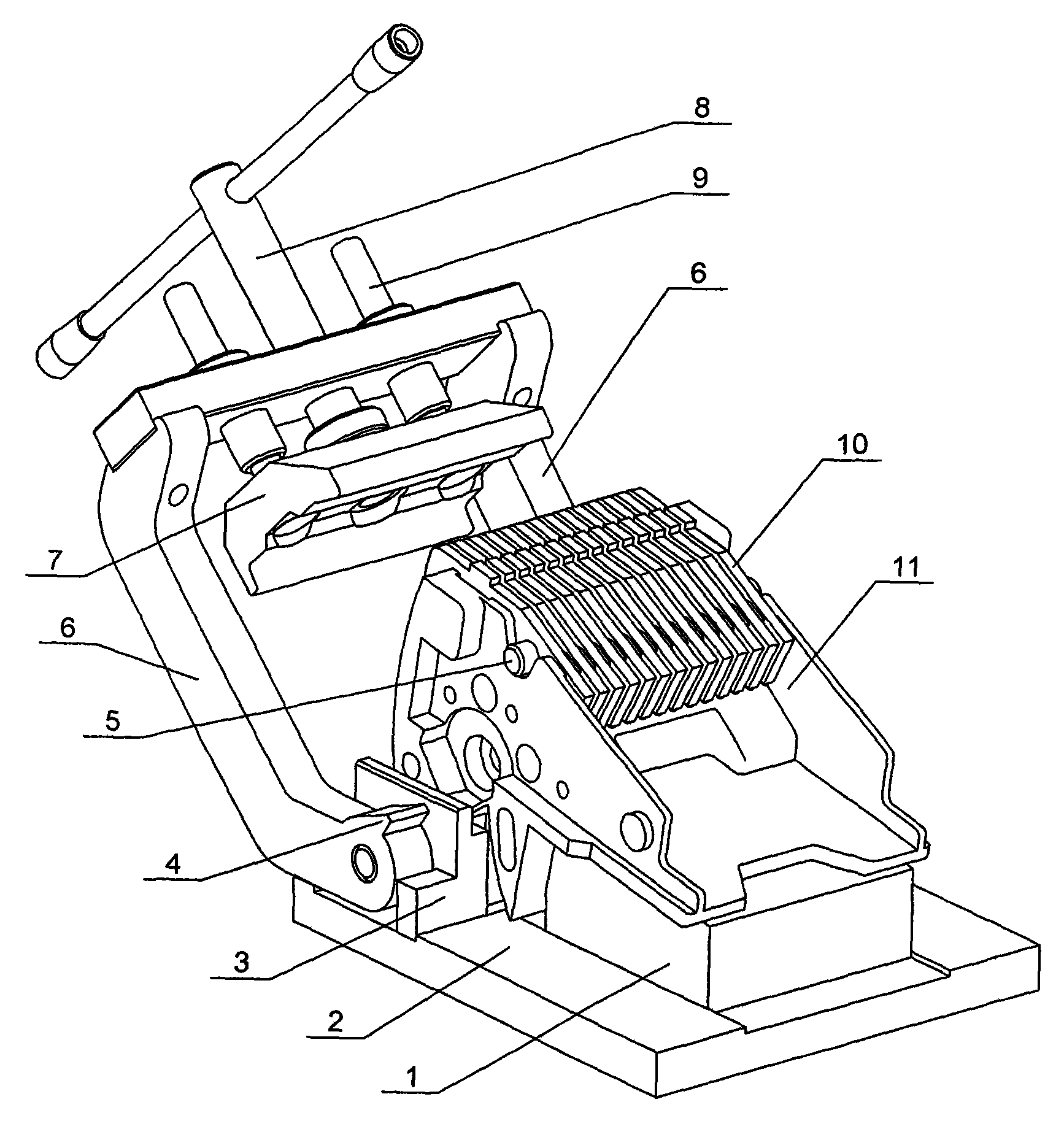 Contact assembling jig with rotatable connecting levers