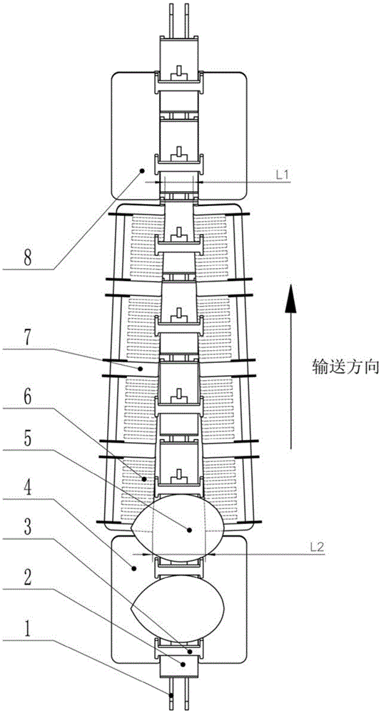 Rolling type online egg crack detecting device on basis of parallel piezoelectric film arrays