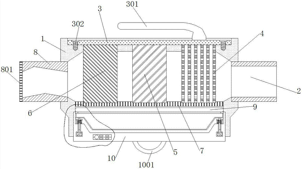 Multiple-filtering environmental protection device for automobile exhaust gas