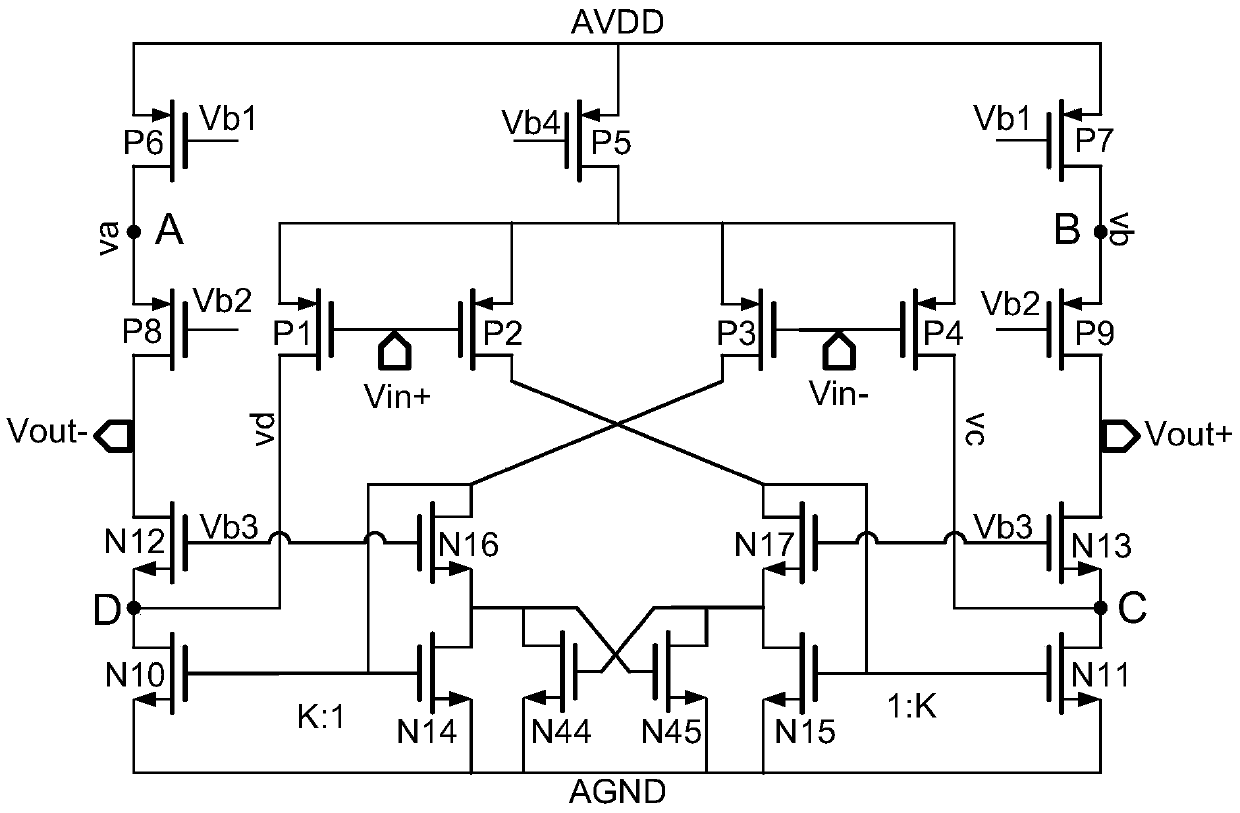 Low Power High Gain Circular Folded Cascode Amplifier