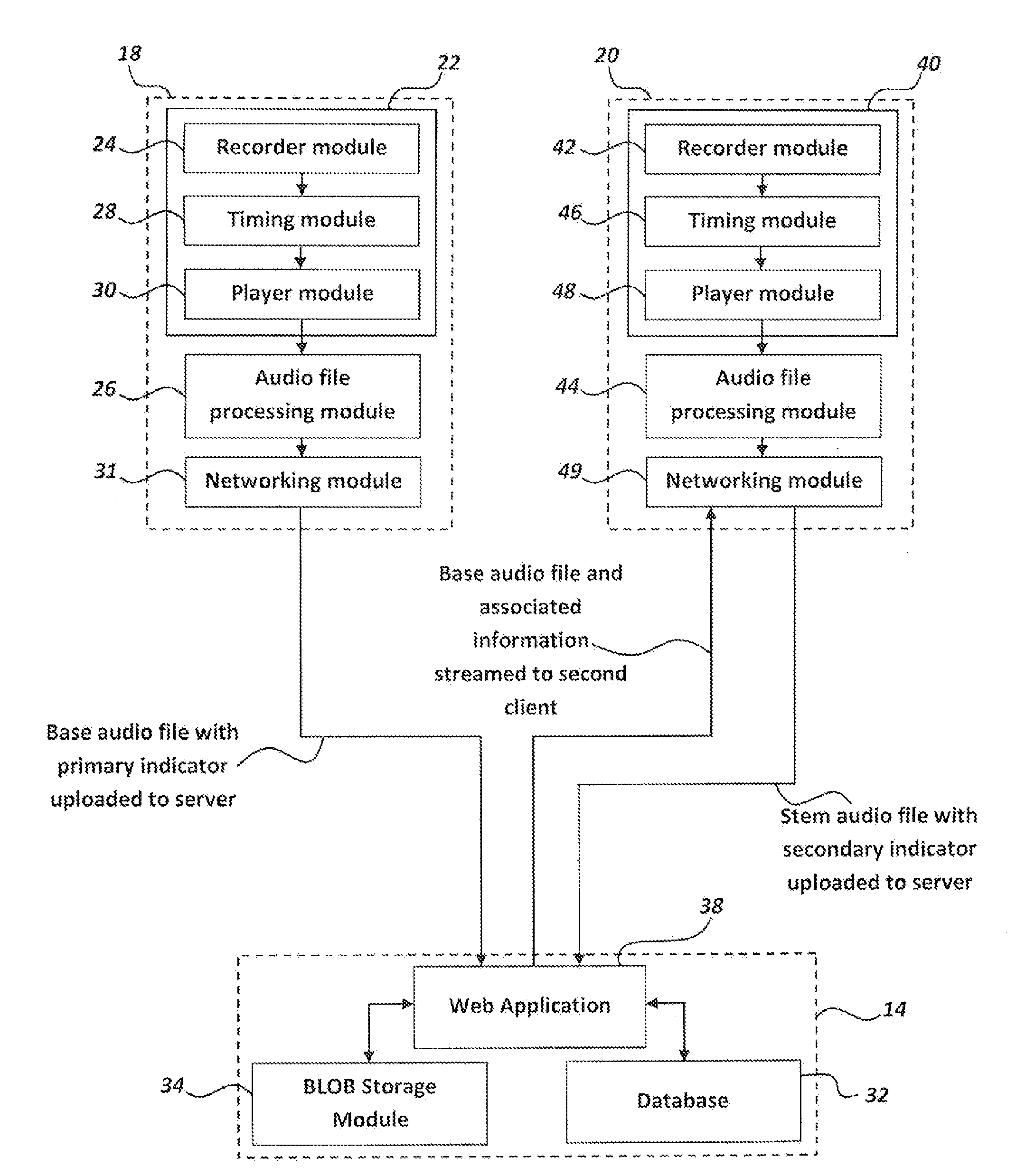 Cloud based audio recording system