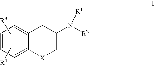 3-Amino chroman and 2-amino tetralin derivatives