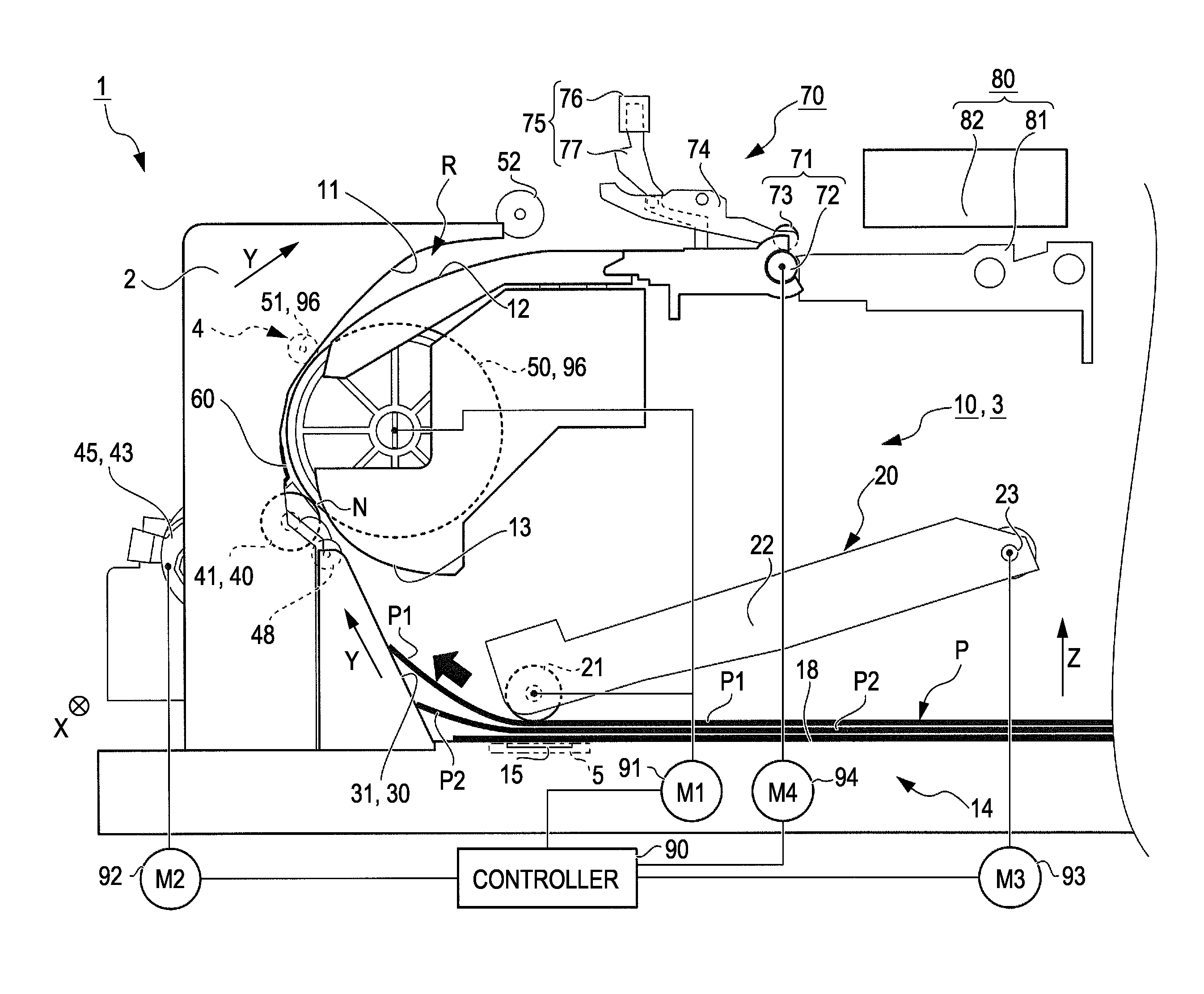 Medium feeding device and recording apparatus