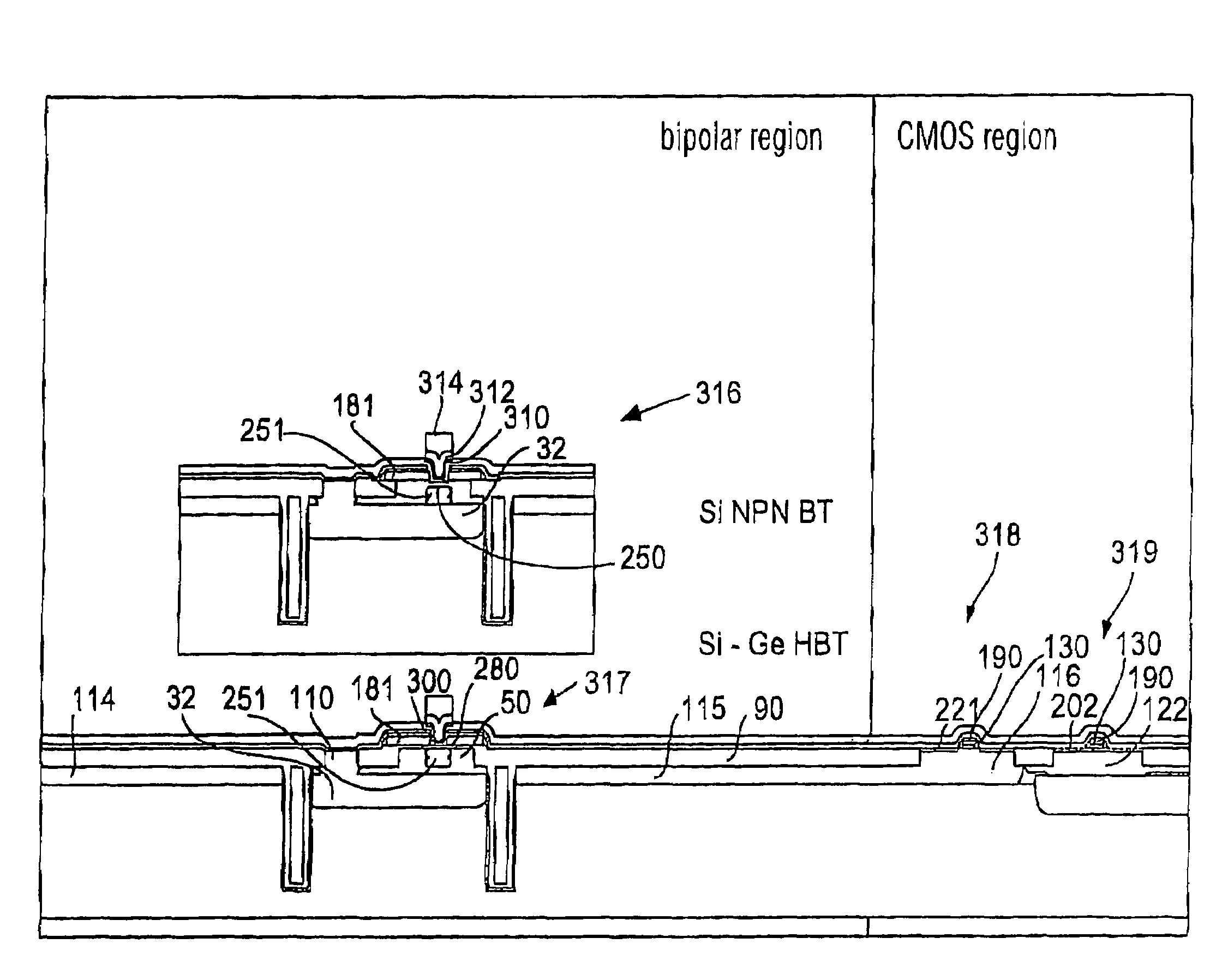 Method for manufacturing an integrated circuit and integrated circuit with a bipolar transistor and a hetero bipolar transistor