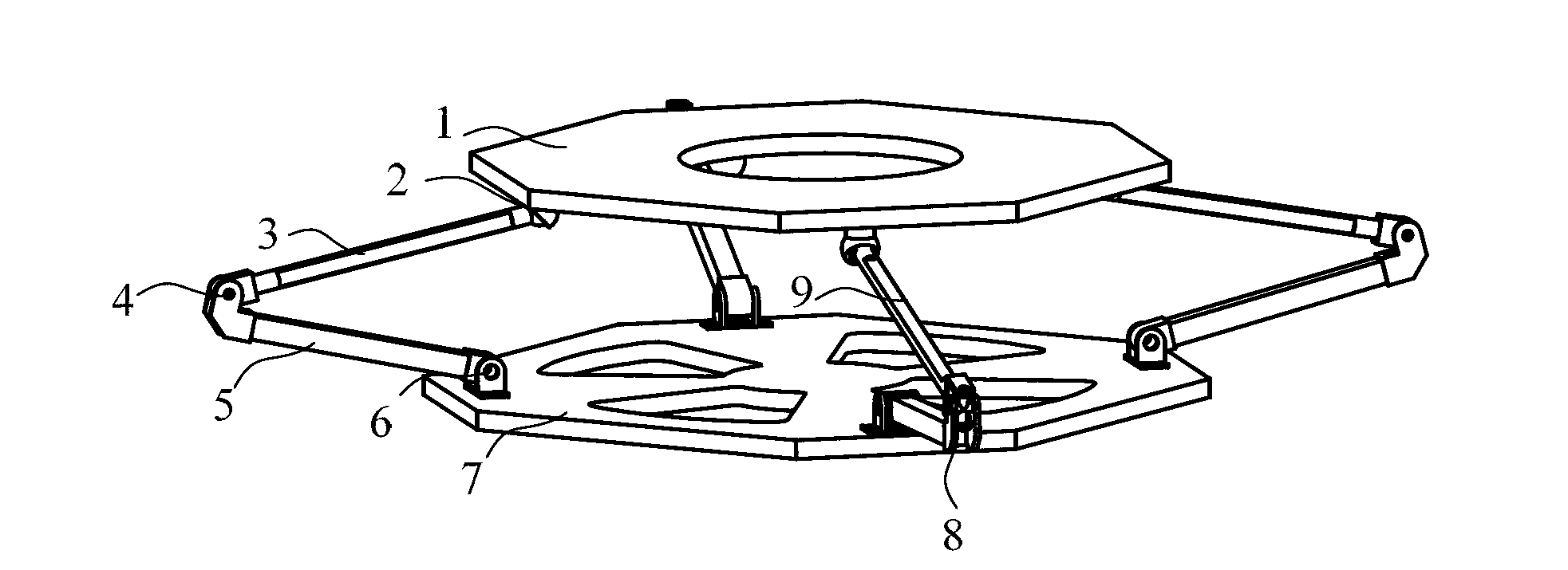 Folding type four-degree-of-freedom parallel connected stable platform