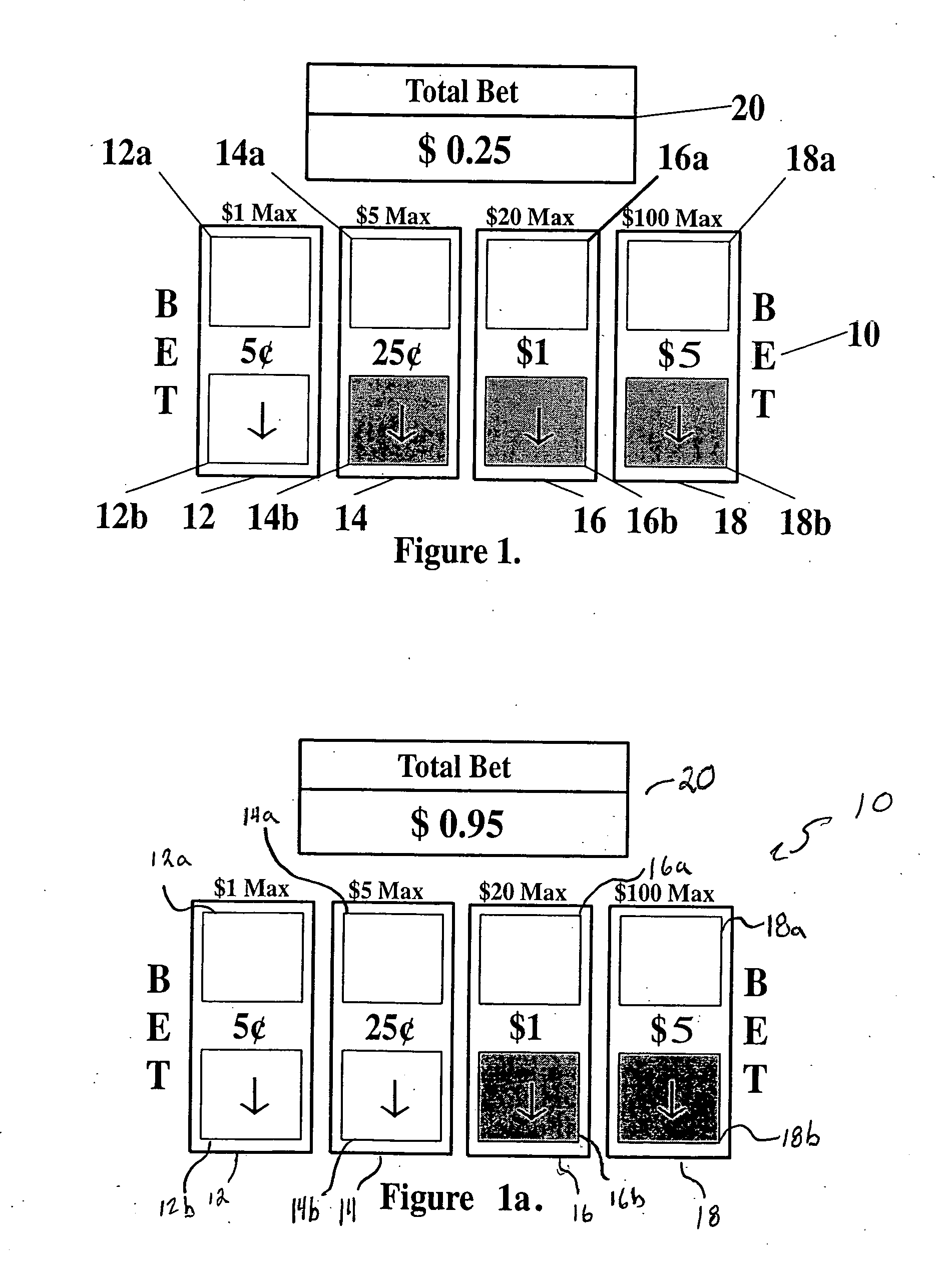 Gaming system including multiple wager selectors and dynamic theoretical payback percentage display