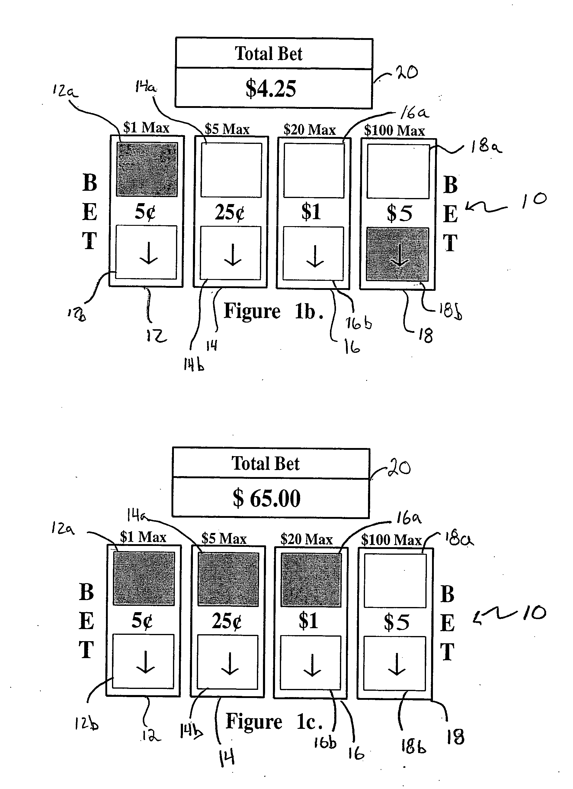 Gaming system including multiple wager selectors and dynamic theoretical payback percentage display