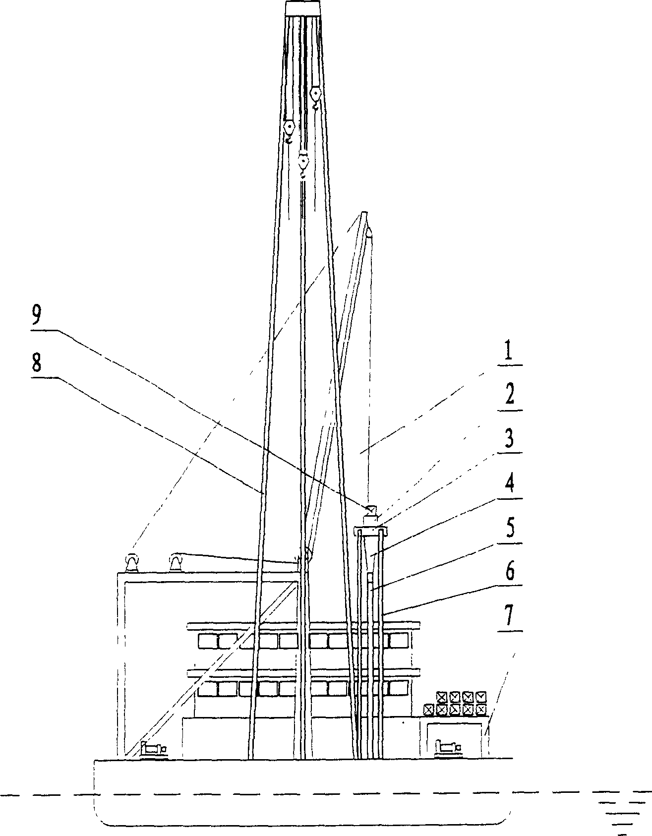 Piling vessel with pile rotating unit