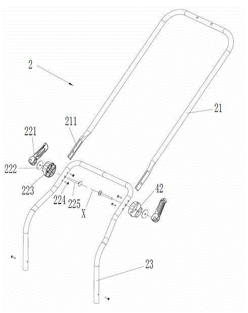 Push rod mechanism for garden tools