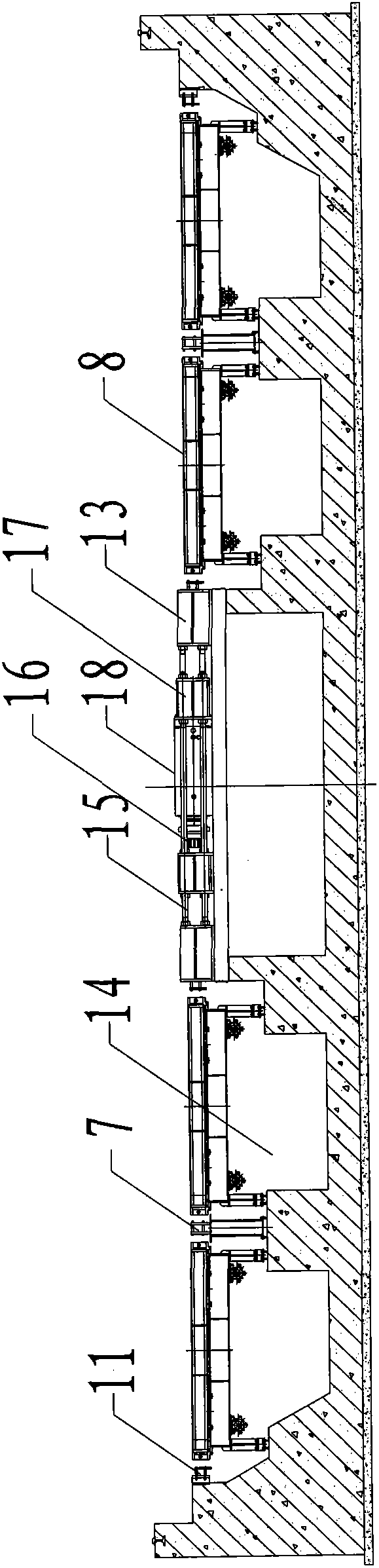 Long surface pedestal production line for two-way pre-tensioned pre-stressed concrete track slab