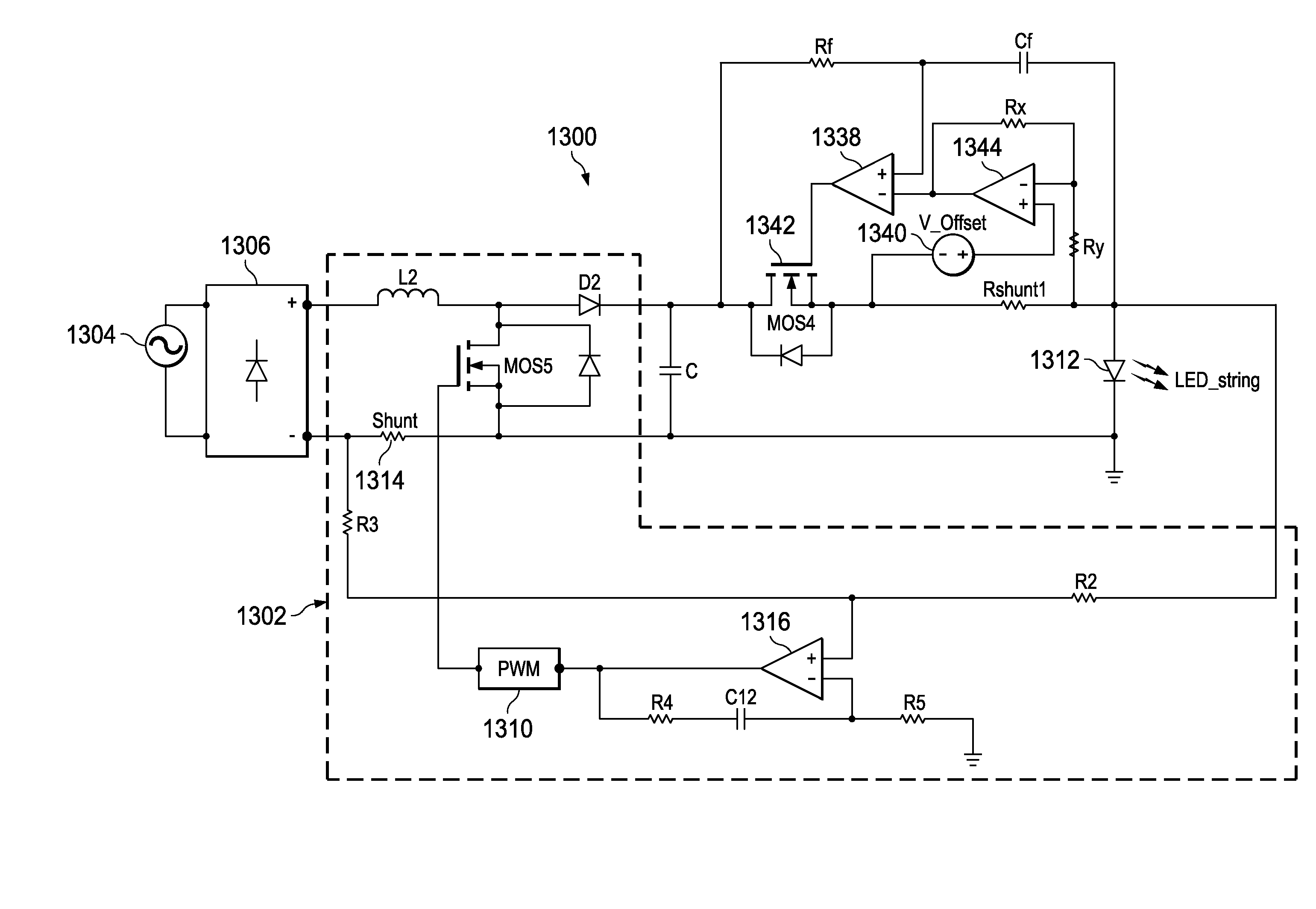 Feed forward controlled voltage to current source for LED driver