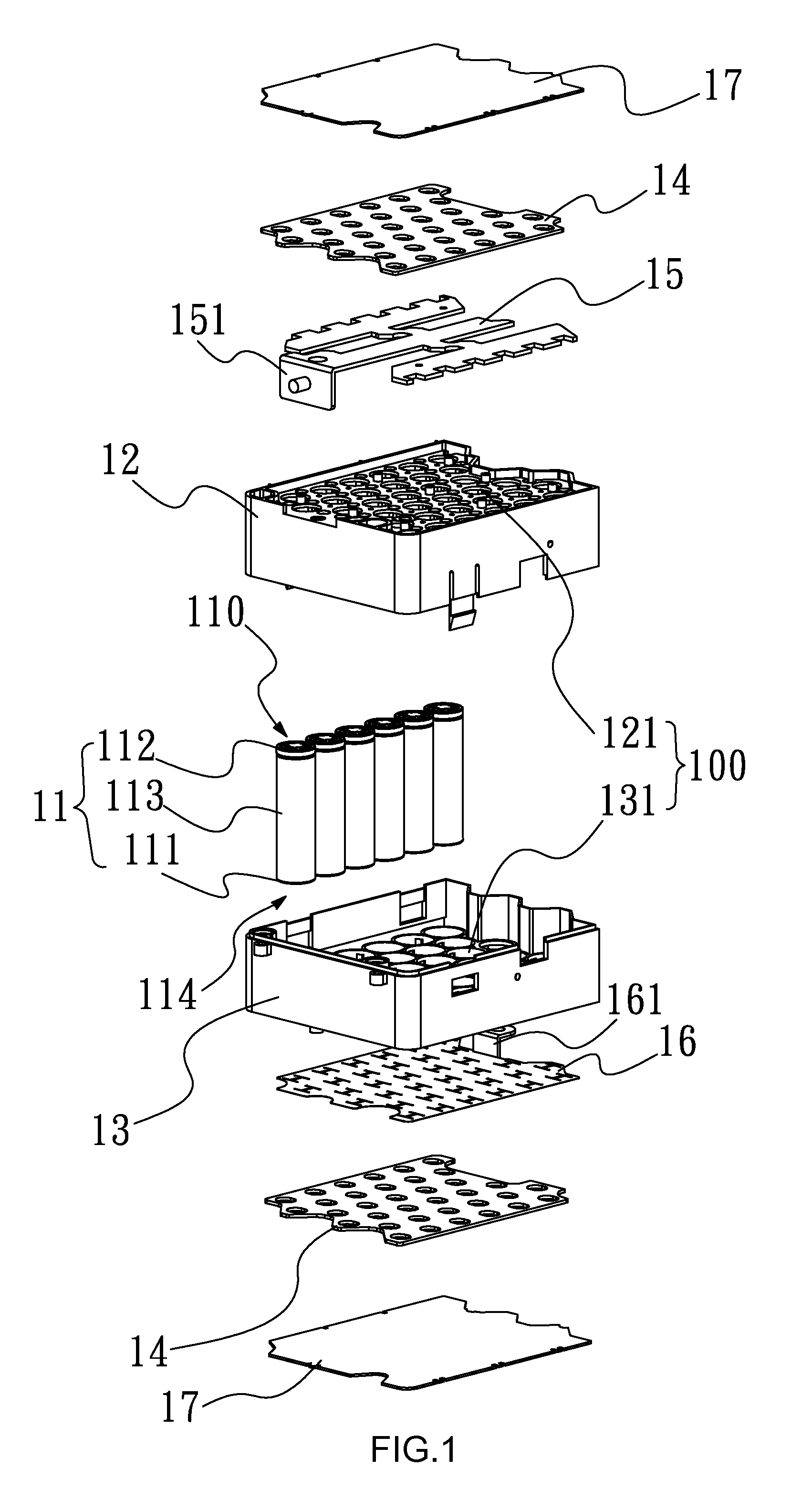 Battery assembly with adhesive stop mechanism