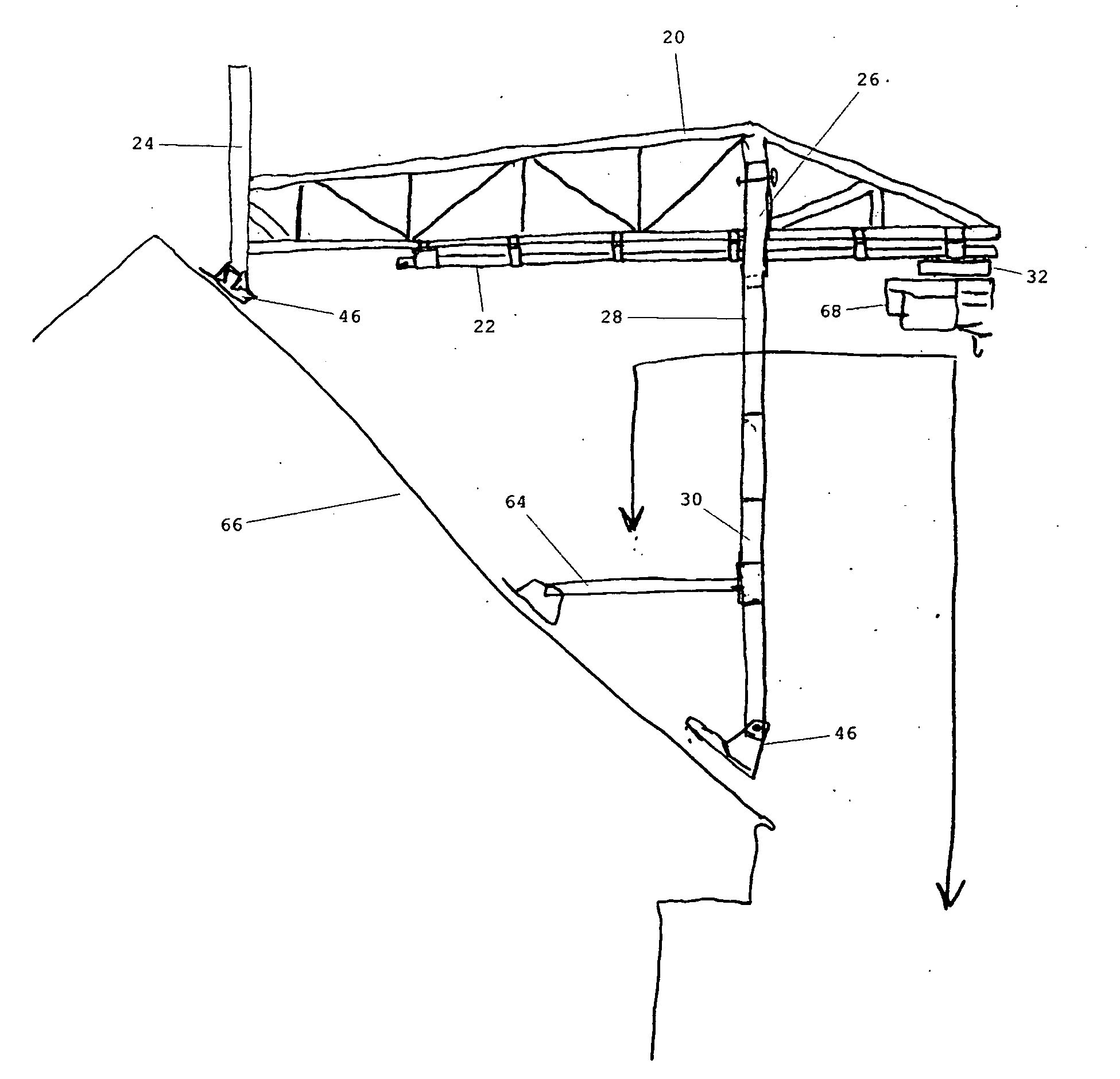 "Mdporta-lift" transportable, transformable, telescoping, leightweight, cantilevered trolley track, half ton capacity material conveying lift