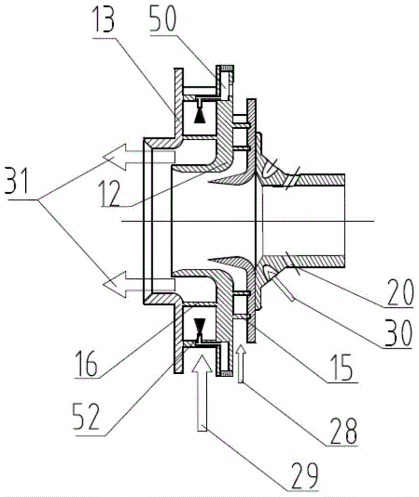 A low-emission recirculation combustor using a radial swirl intake fuel staging scheme