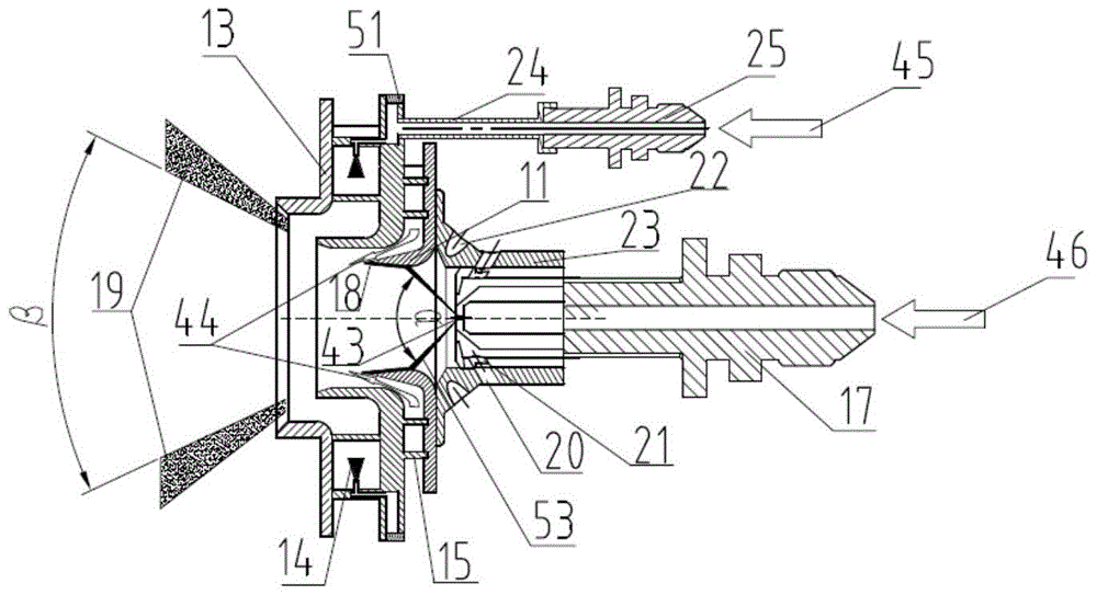 A low-emission recirculation combustor using a radial swirl intake fuel staging scheme