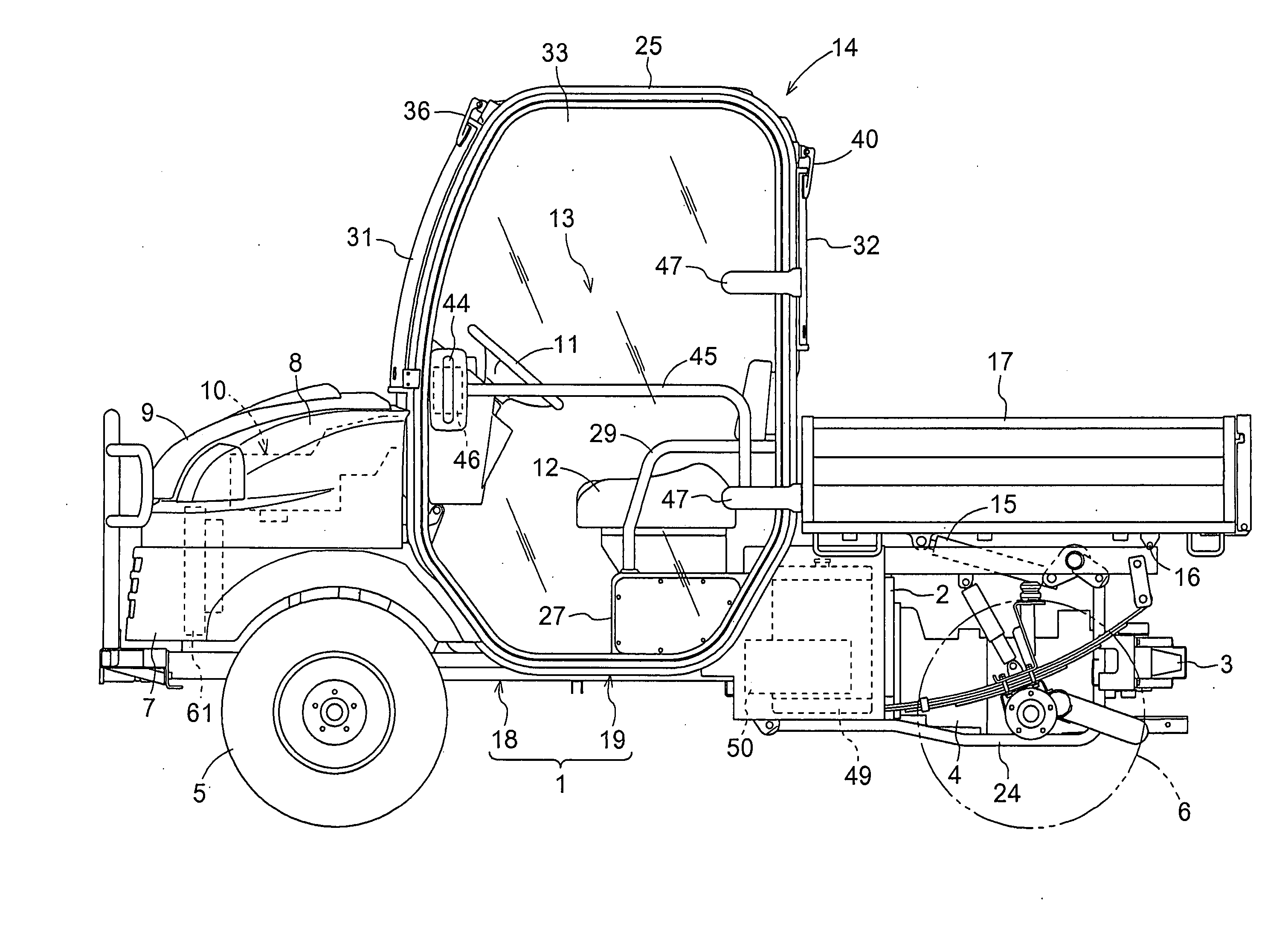 Air conditioning device for work vehicle