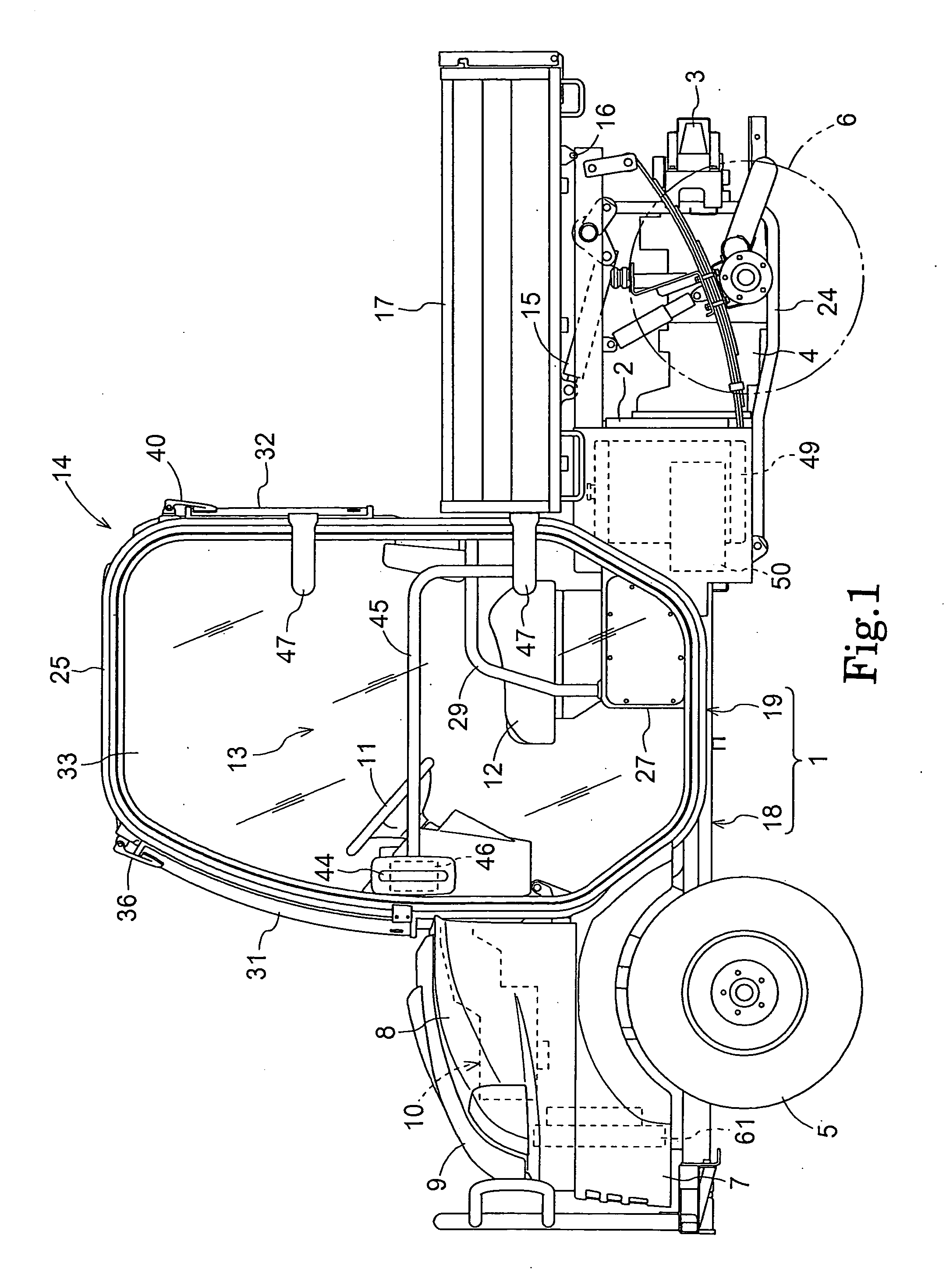 Air conditioning device for work vehicle