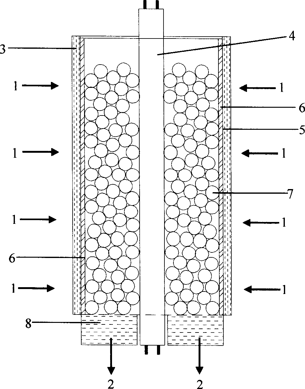 Air purification assembly filled with nano TiO2-carried ball