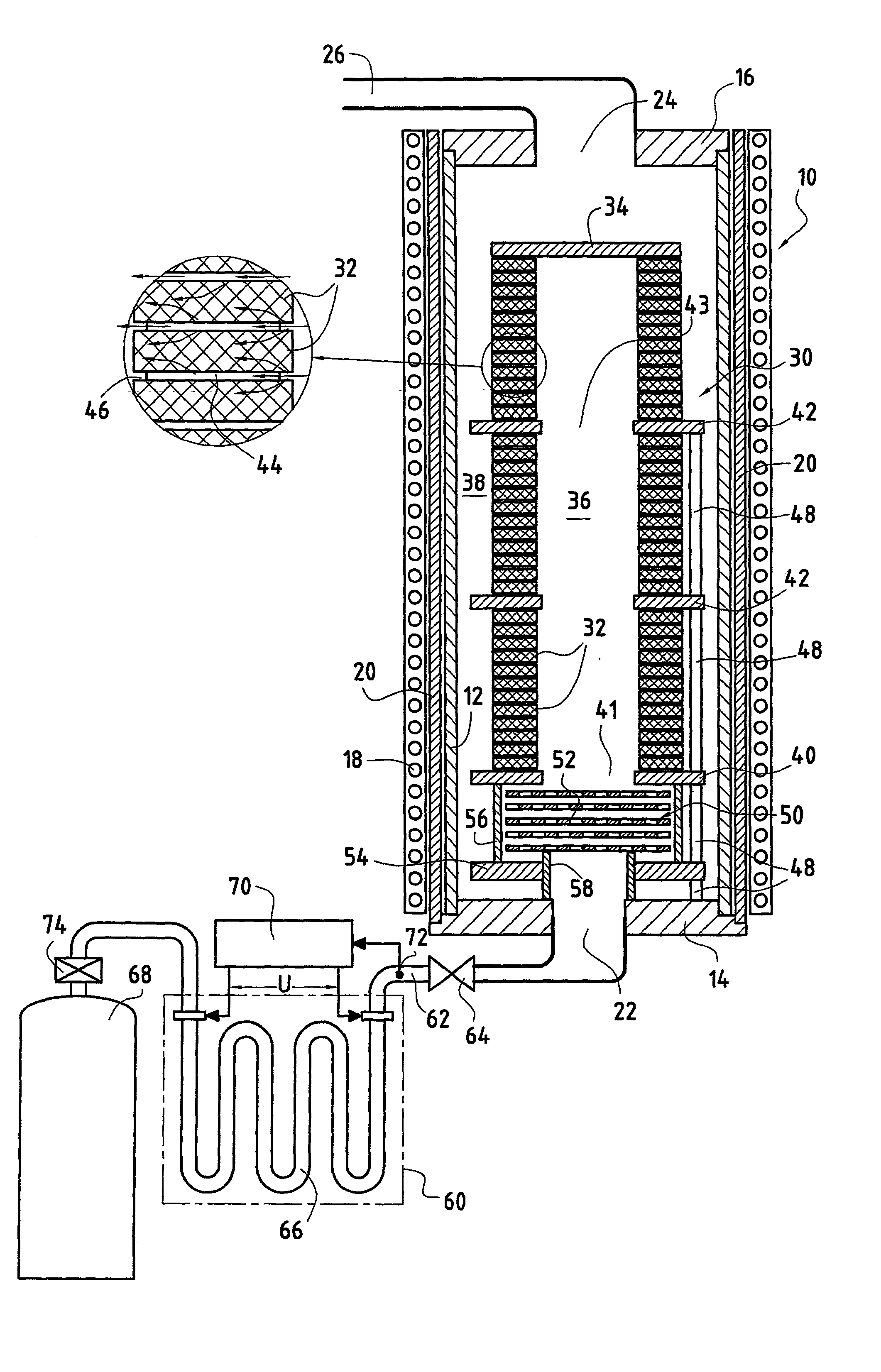 Method and installation for densifying porous substrates by chemical vapour infiltration