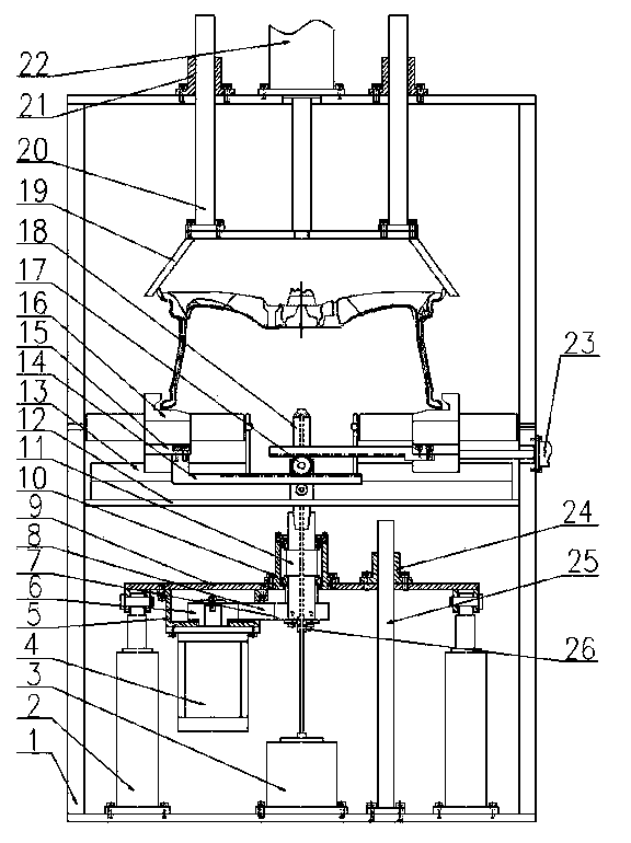 Wheel sprue drilling device