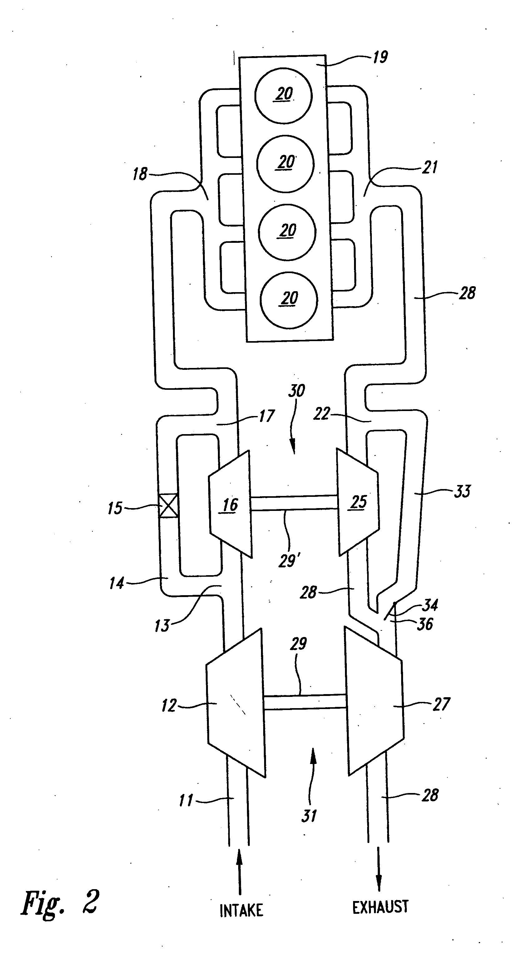 Multi-stage turbocharging system with efficient bypass