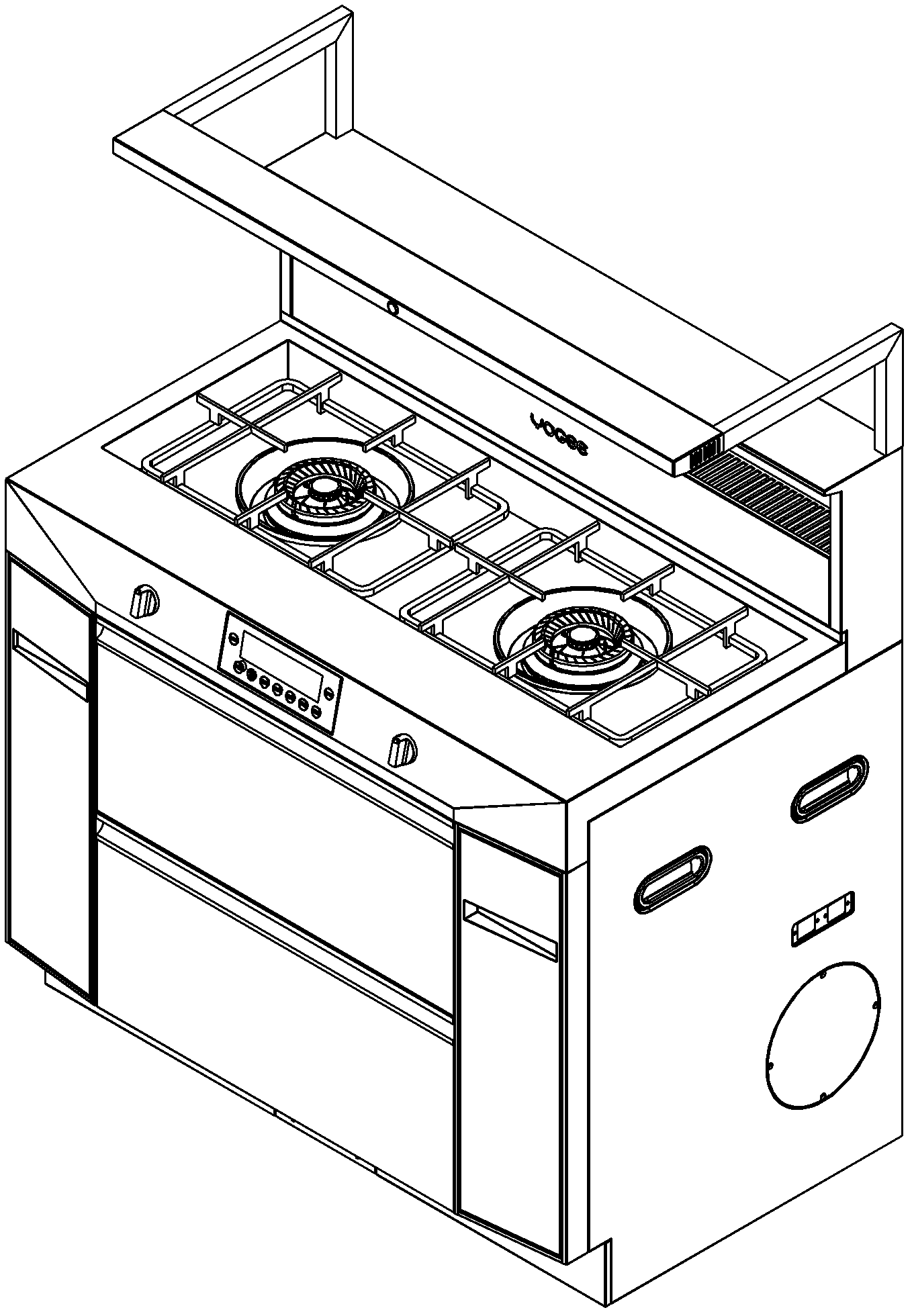 Integrated stove capable of exhausting and sucking smoke with high efficiency