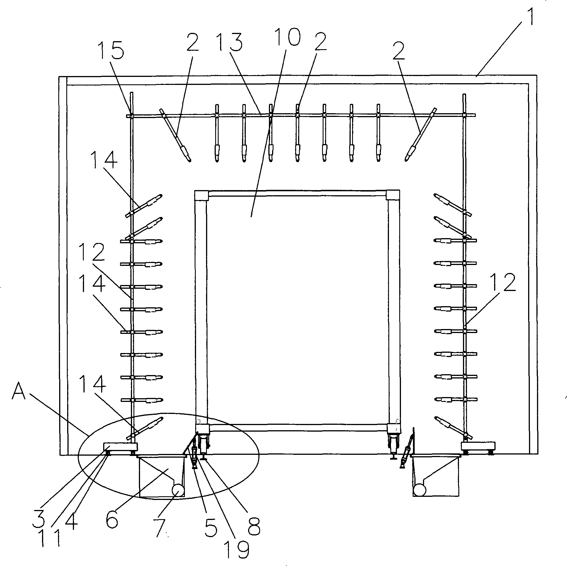 Powder spraying system for external integral container