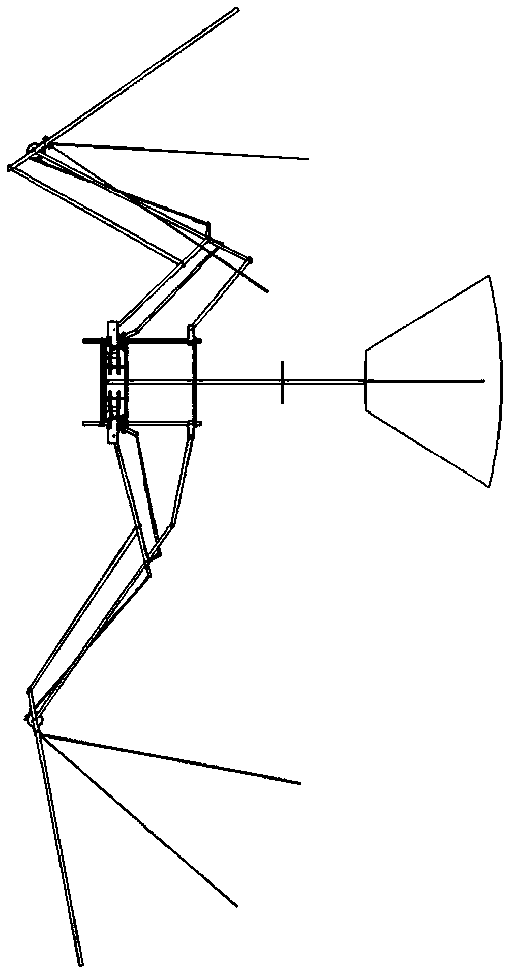 Double-section flapping wing aircraft with deployable active folding wings