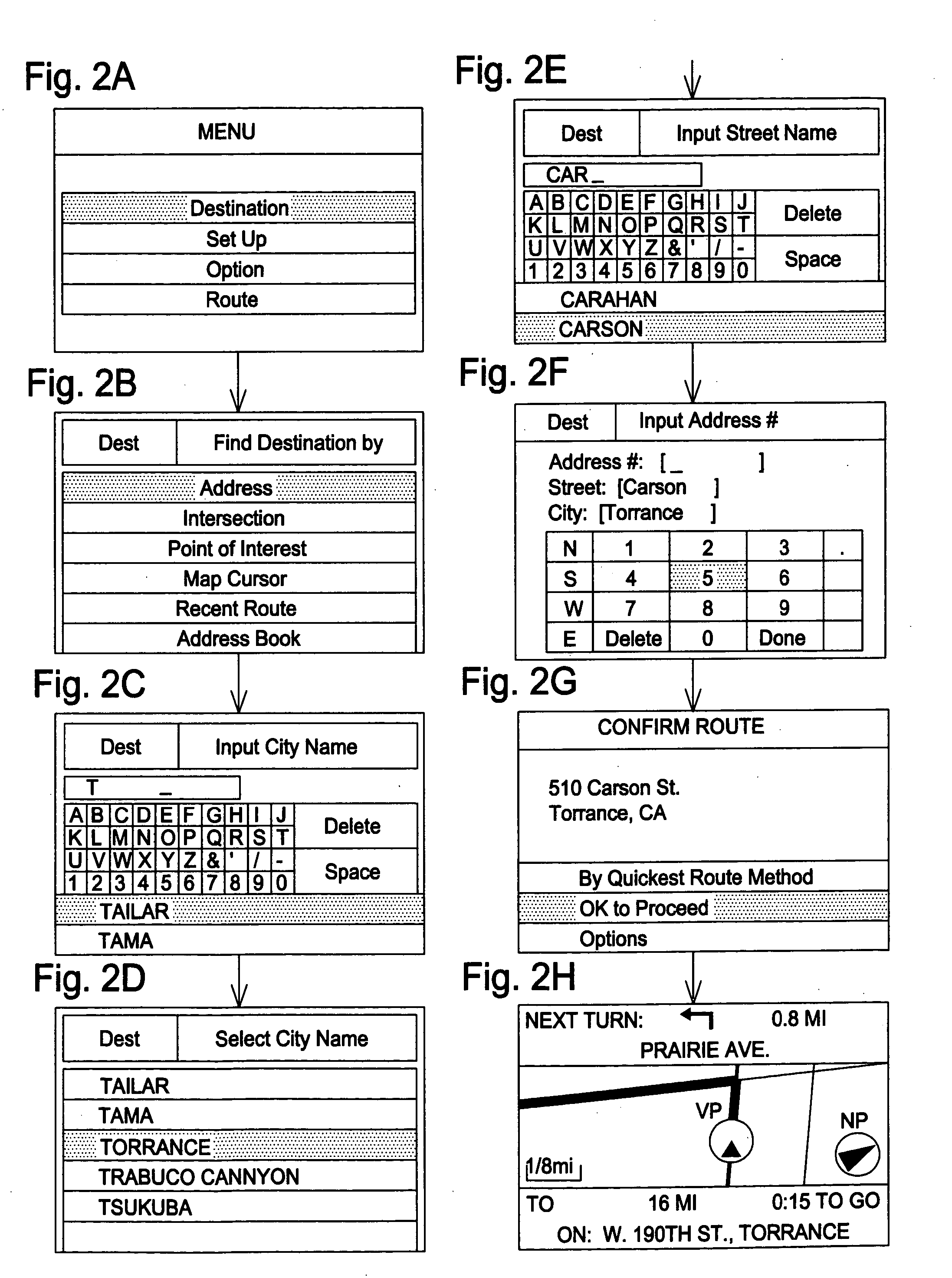 Method and apparatus for specifying destination using previous destinations stored in navigation system