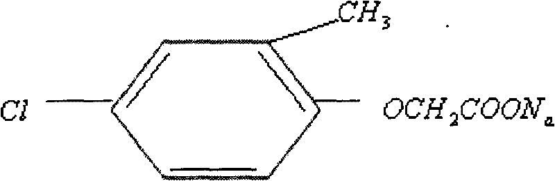 Weeding water agent prepared by compounding gramoxone, 2-methyl-4-chloro-phonexyacetic and ammonium hydrogen carbonate