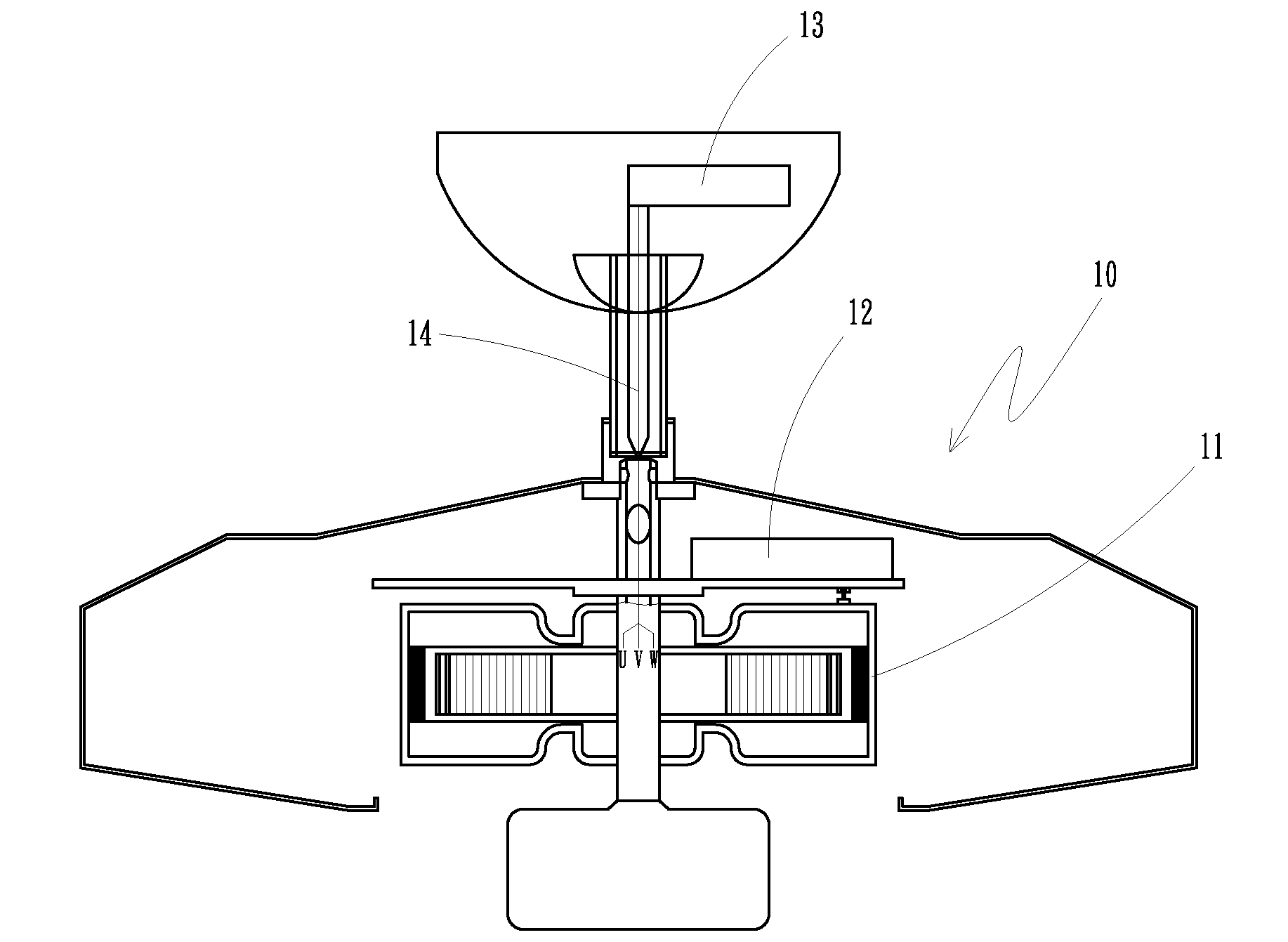 Wireless signal transmission device for a DC brushless ceiling fan motor