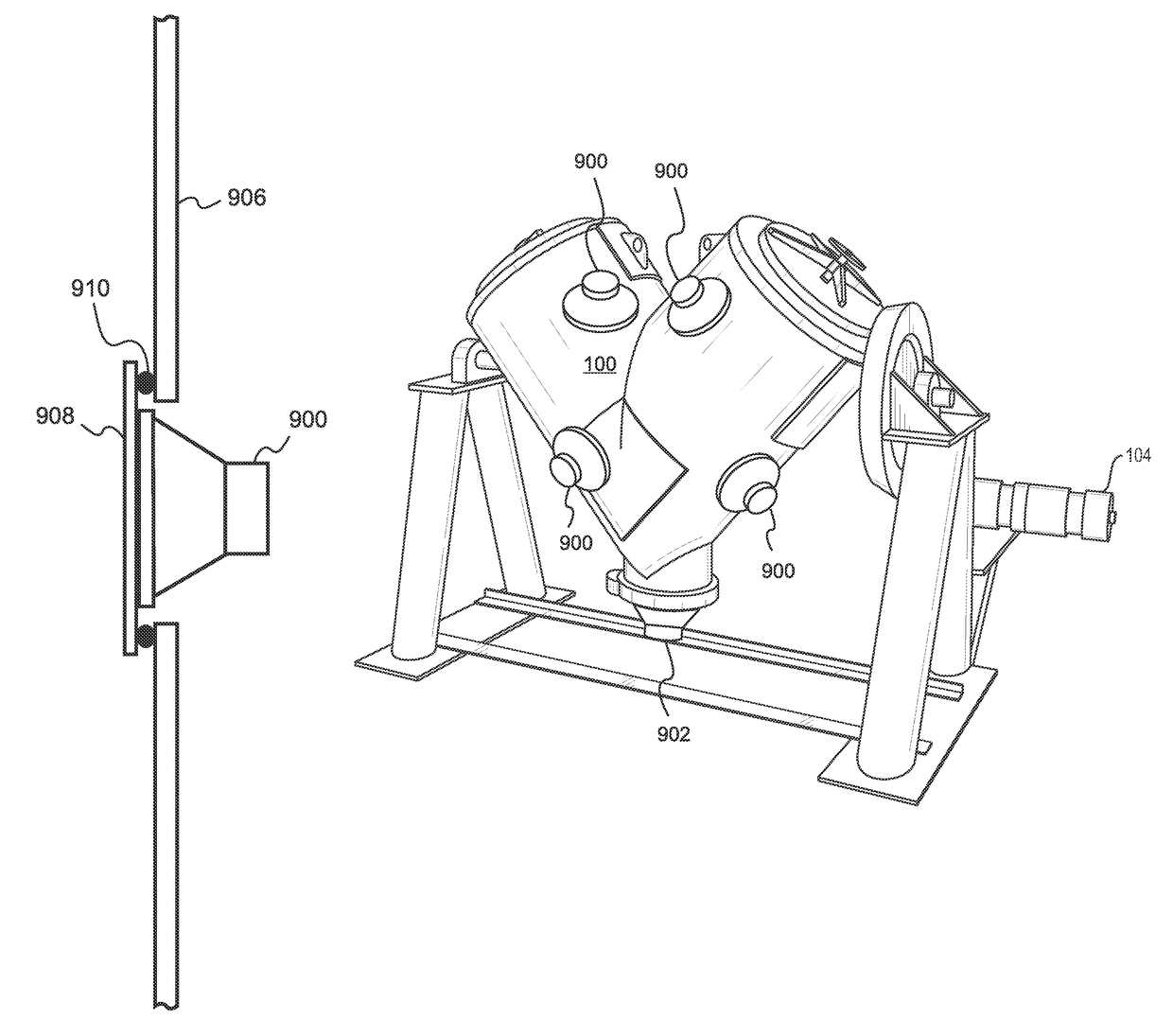 Vibration-assisted apparatus for mixing immiscible liquids and for mixing powders with liquids or with other powders