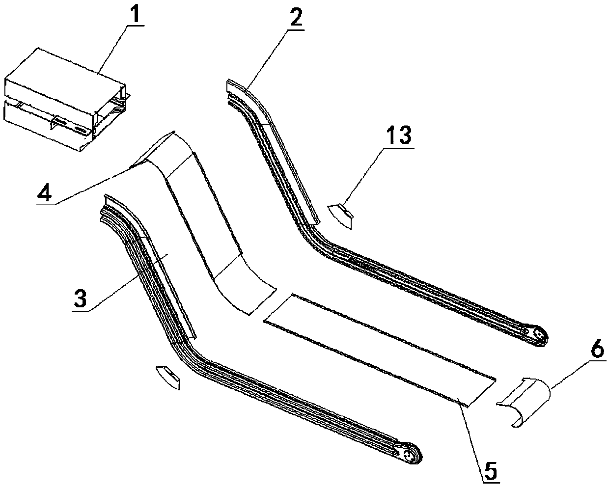 A chain plate chip conveyor structure