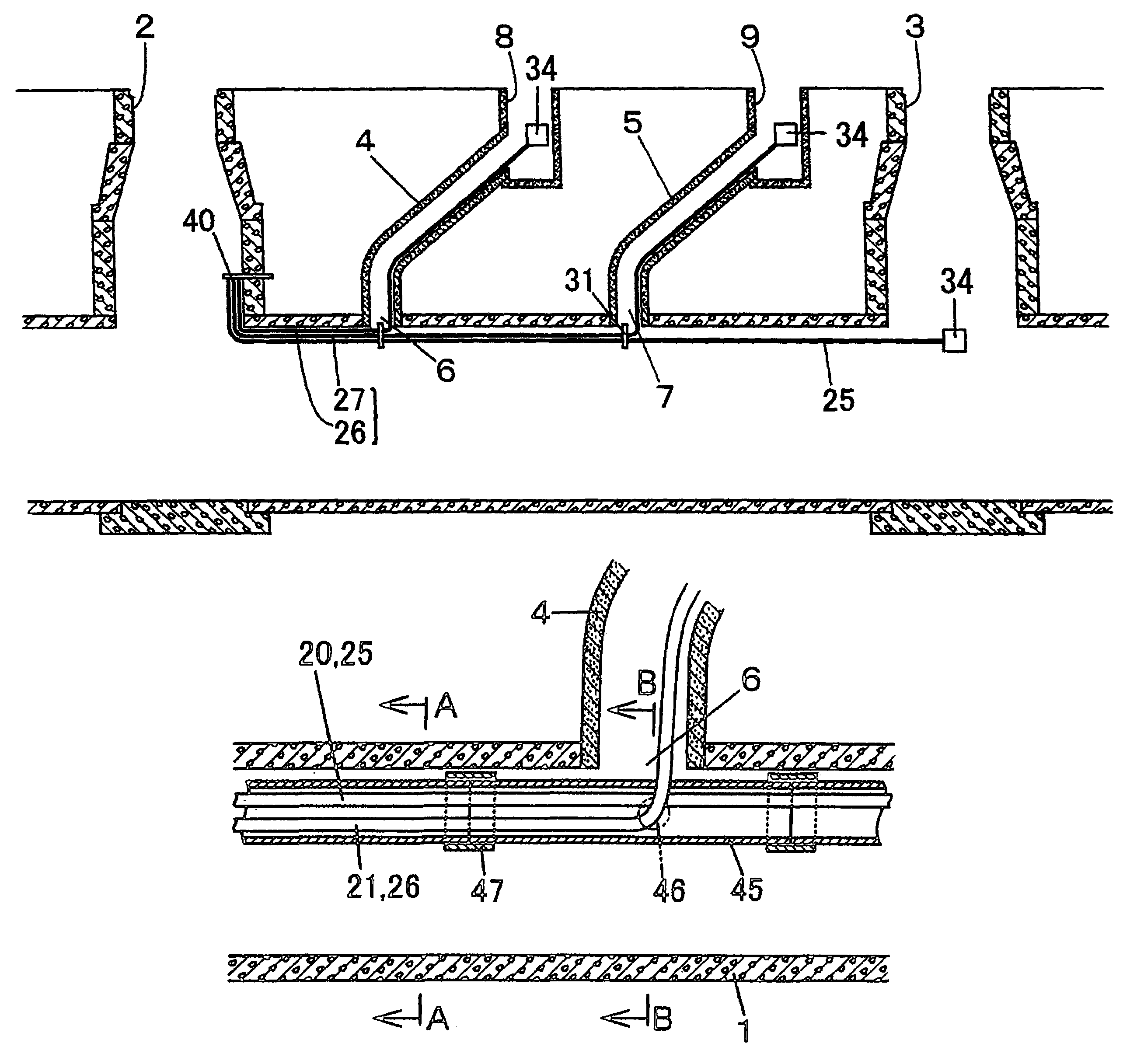 Method and structure for laying communication cable in underground line, and members used for laying