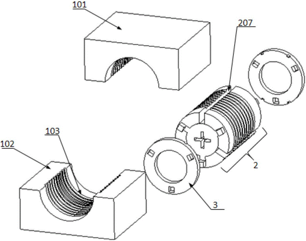 Carbon fiber composite material spring forming mold and method