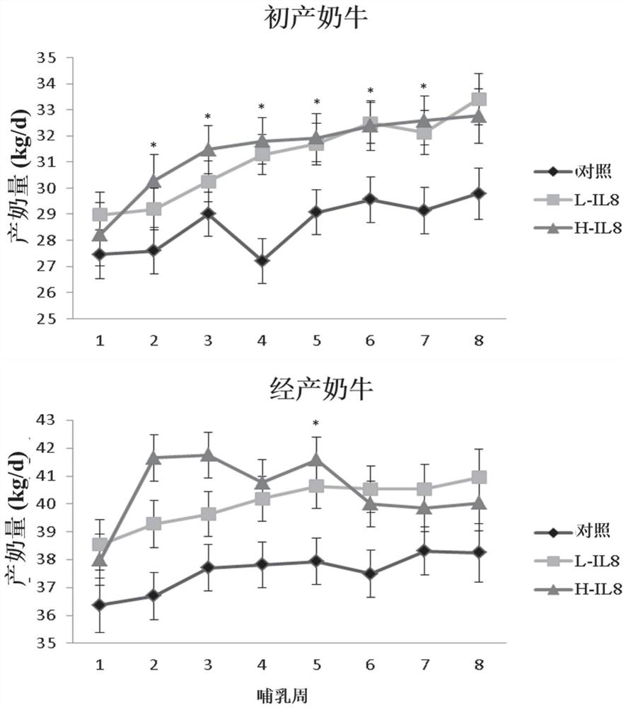 Compositions and methods of using il-8 to increase milk production and improve reproductive health and inhibit hyperketosis in mammals