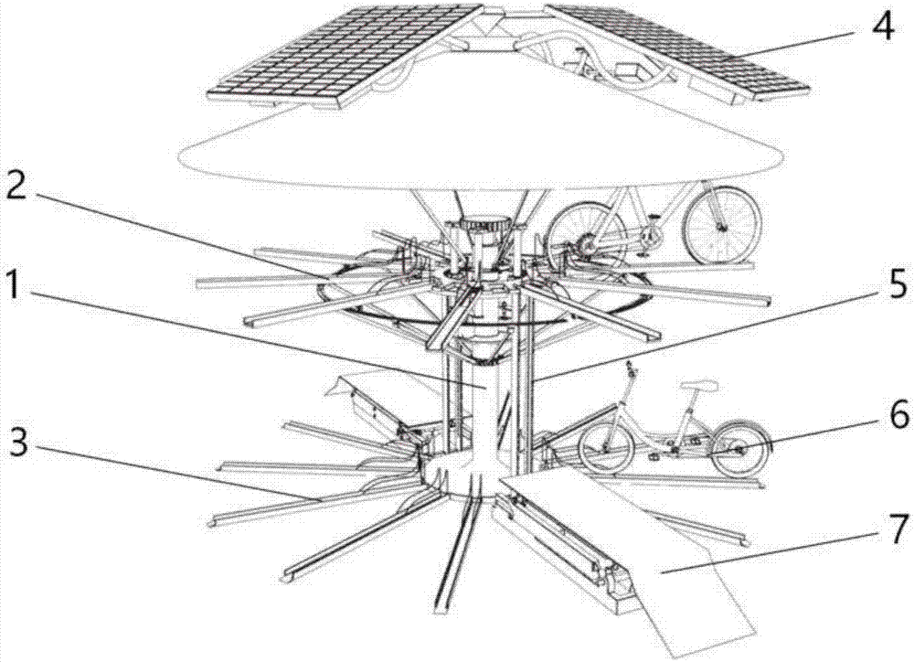 Three-dimensional bike parking system