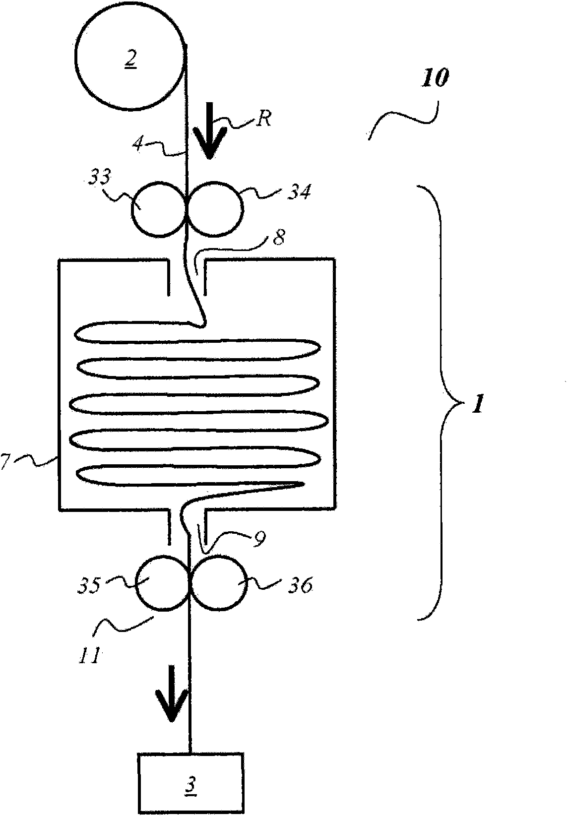 Film storage device, device and method for producing containers