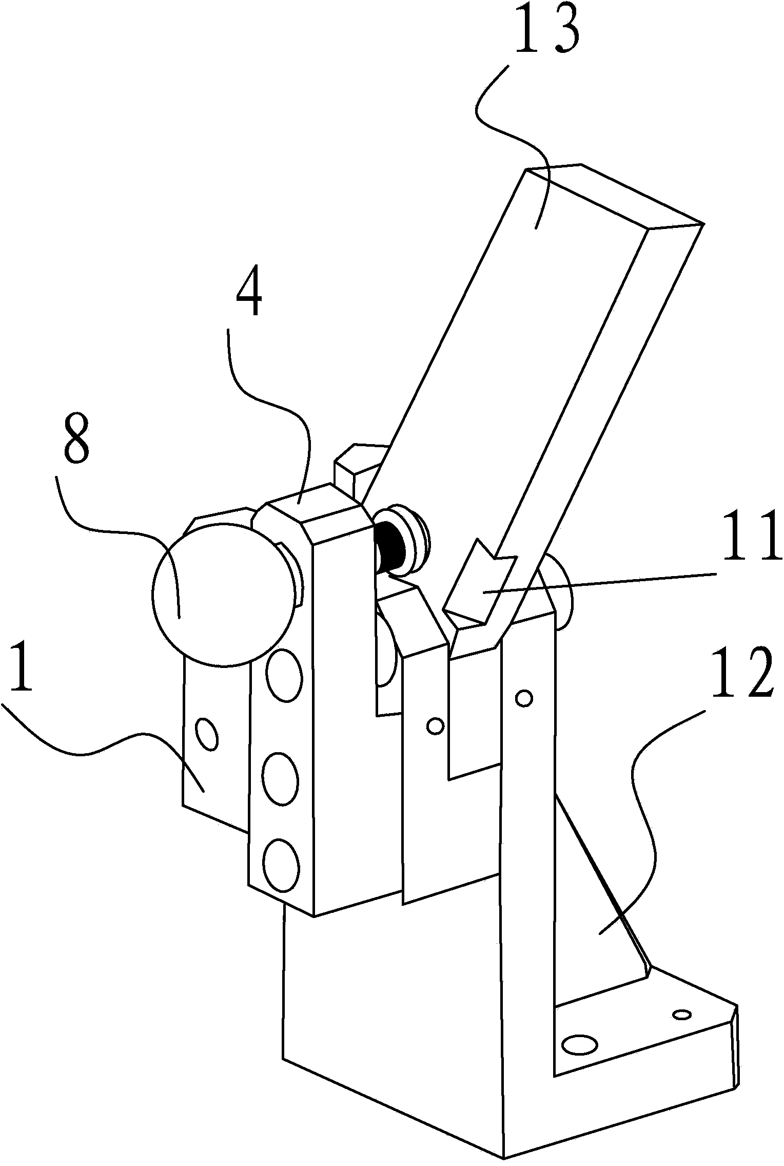 Turnover arm locking mechanism for test tool